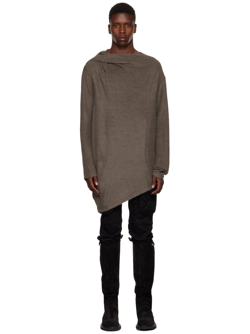 Brown Twisted Neck Sweater - 1