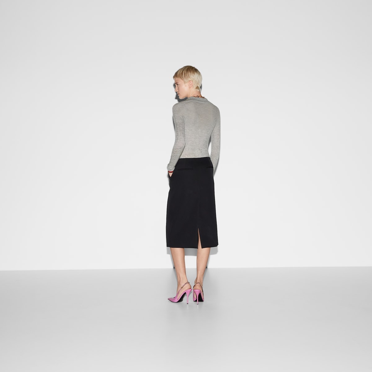 Wool mid-length skirt - 5