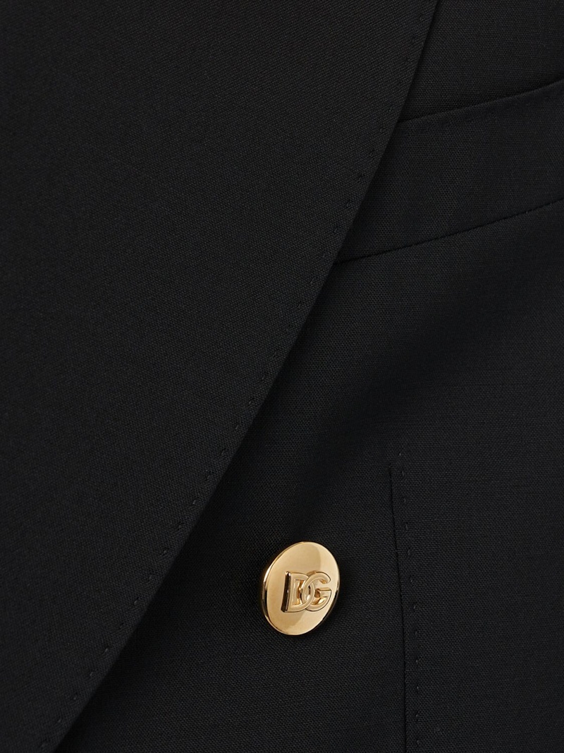 Double breasted peak lapel wool suit - 4