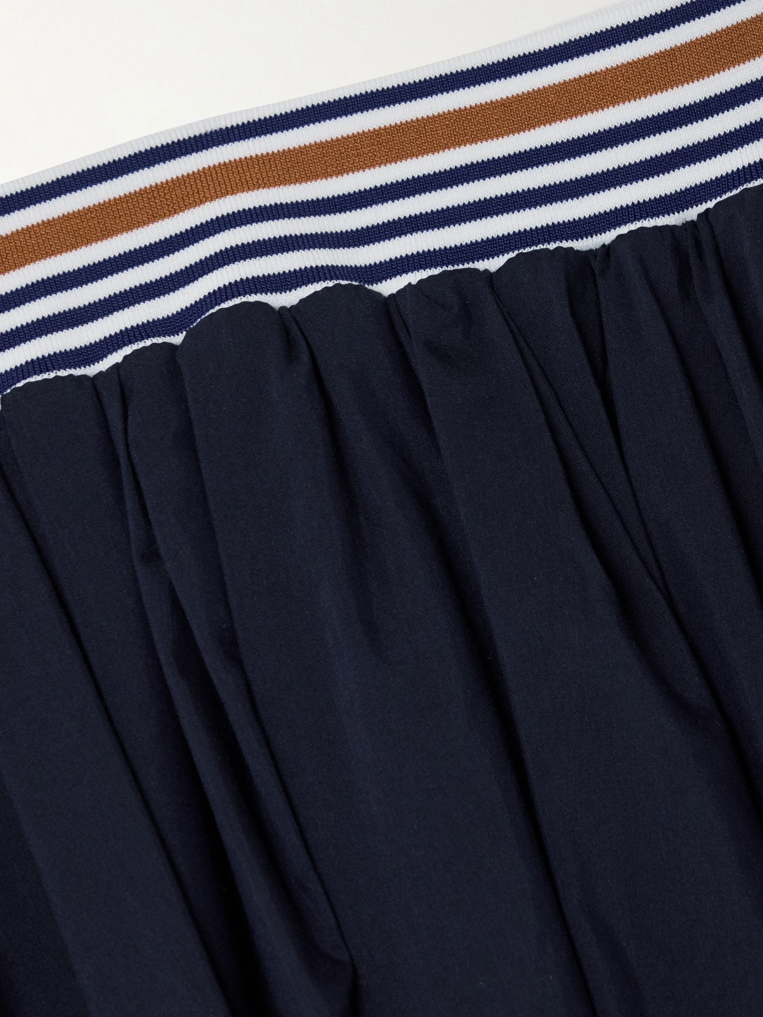 Evelina gathered striped cotton and silk-blend midi skirt Navy - 4