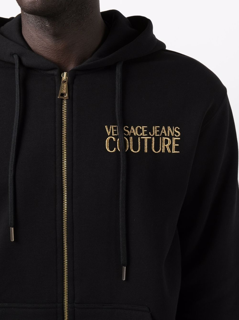 embroidered logo zipped hoodie - 5