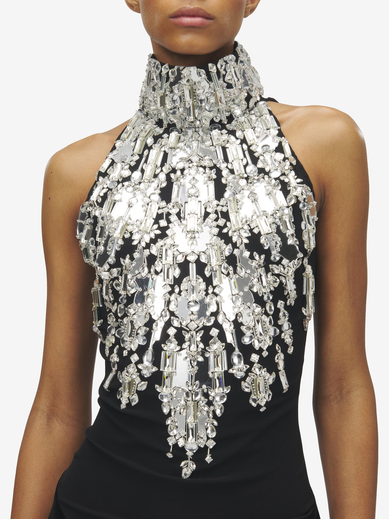 Crystal Mirror Embroidery Evening Dress 5