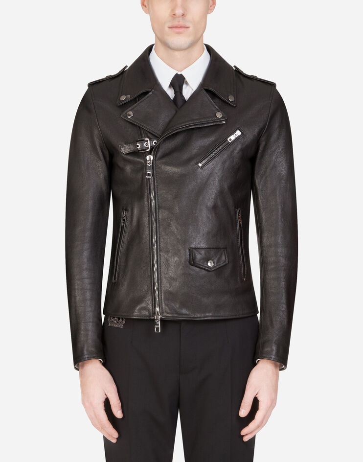 Leather biker jacket - 1