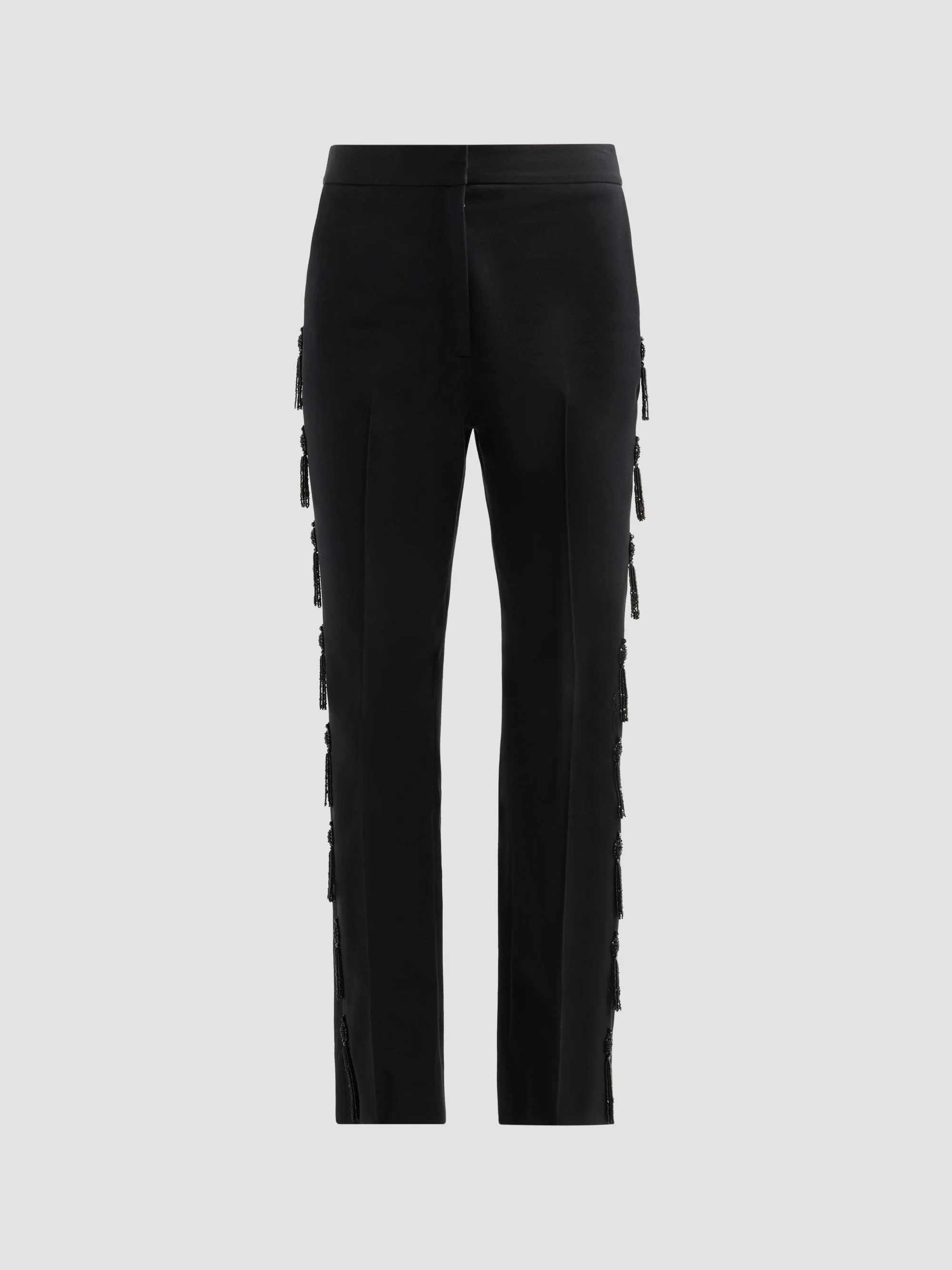 Women's Tassel Embroidered Stretch Cotton Demi Pants - Black - 1