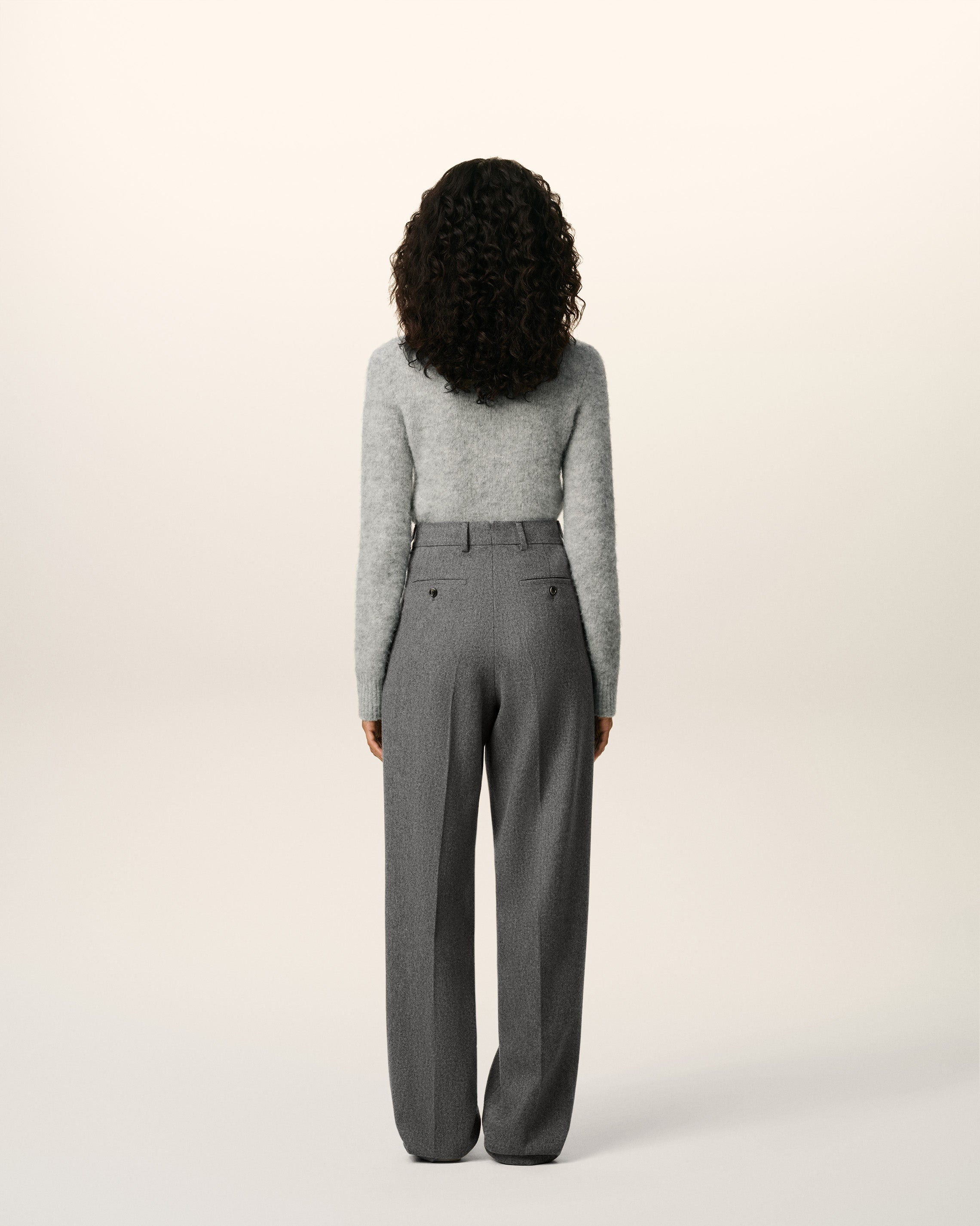 GREY WOOL LARGE FIT TROUSERS - 4