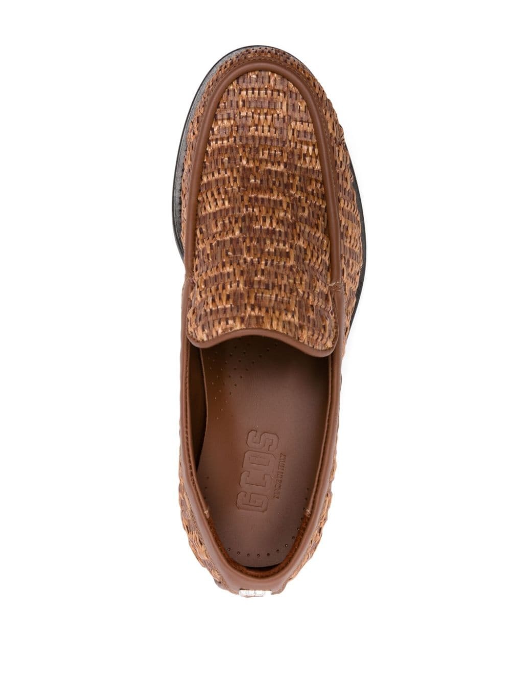 monogram-embossed raffia loafers - 4
