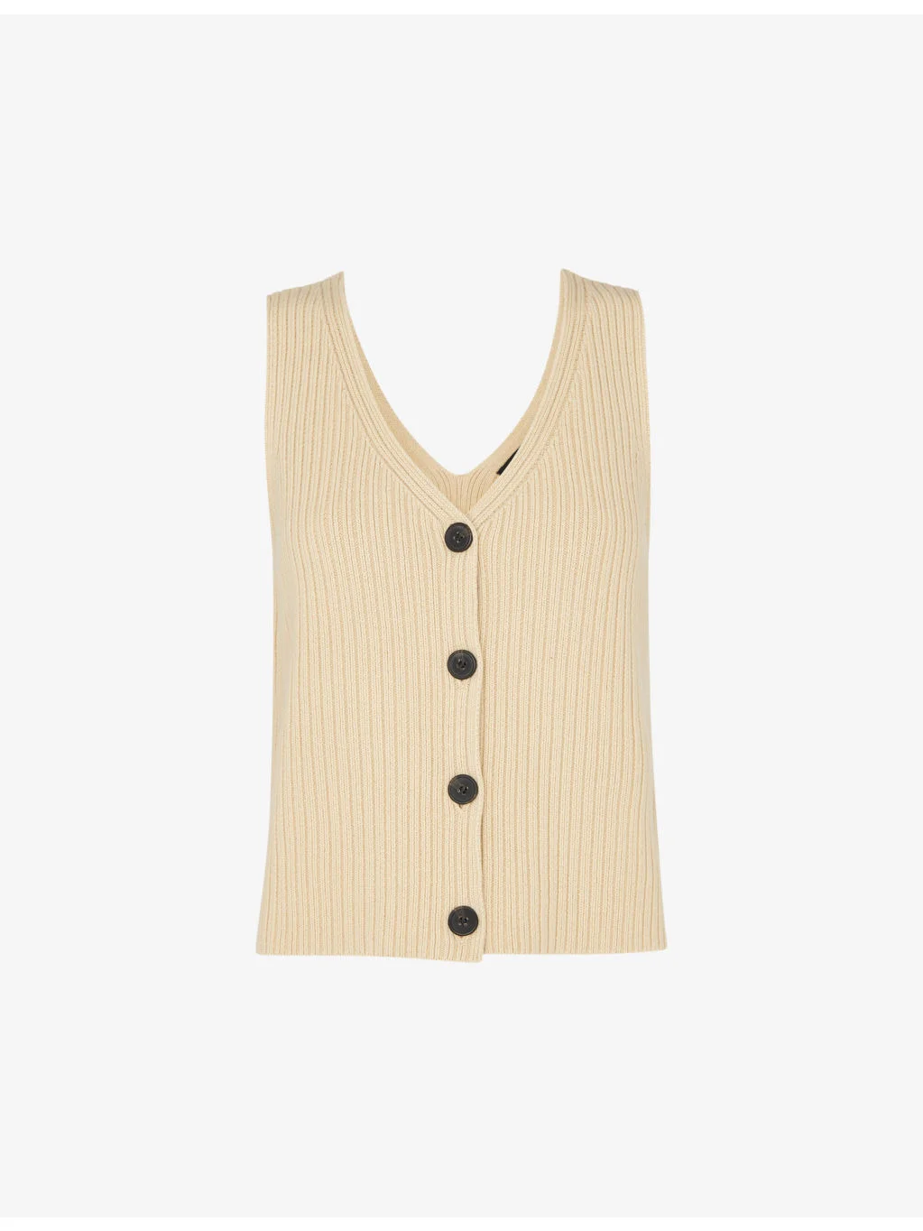 Button-front V-neck stretch-cotton tank - 1
