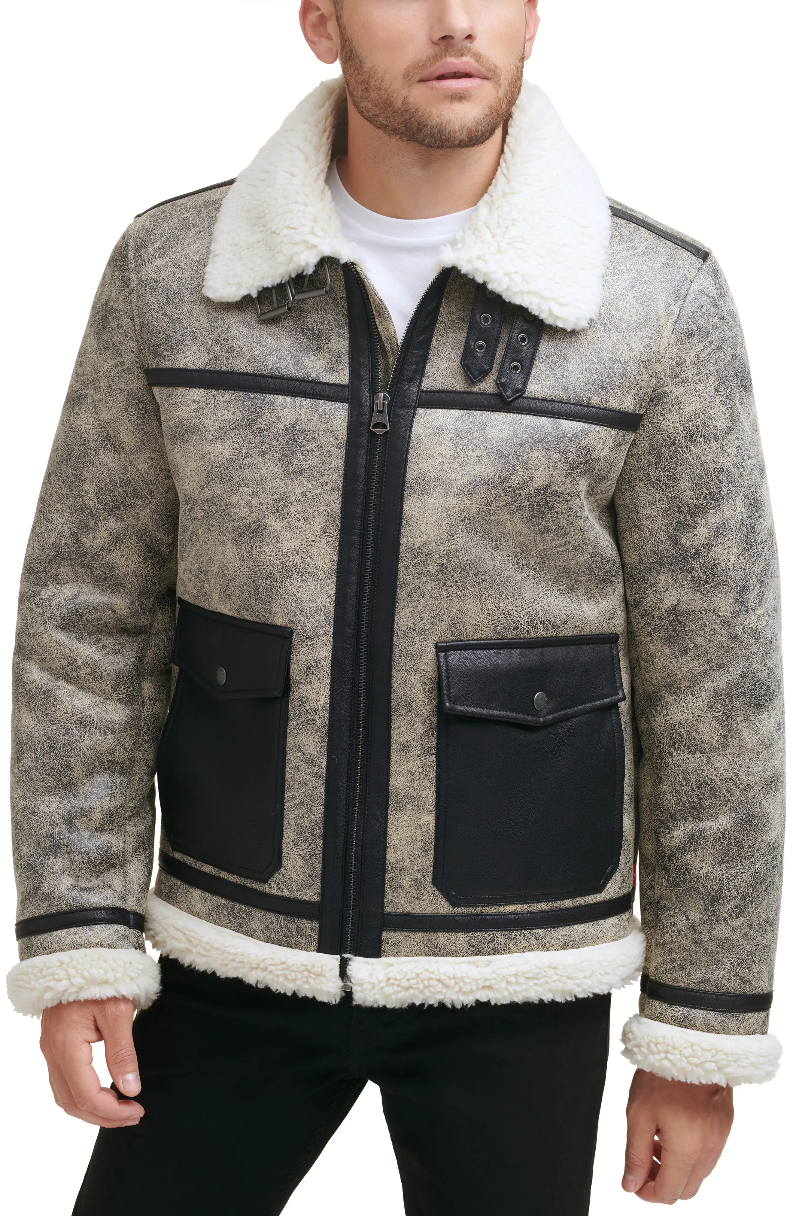 Faux Shearling Moto Jacket - 1