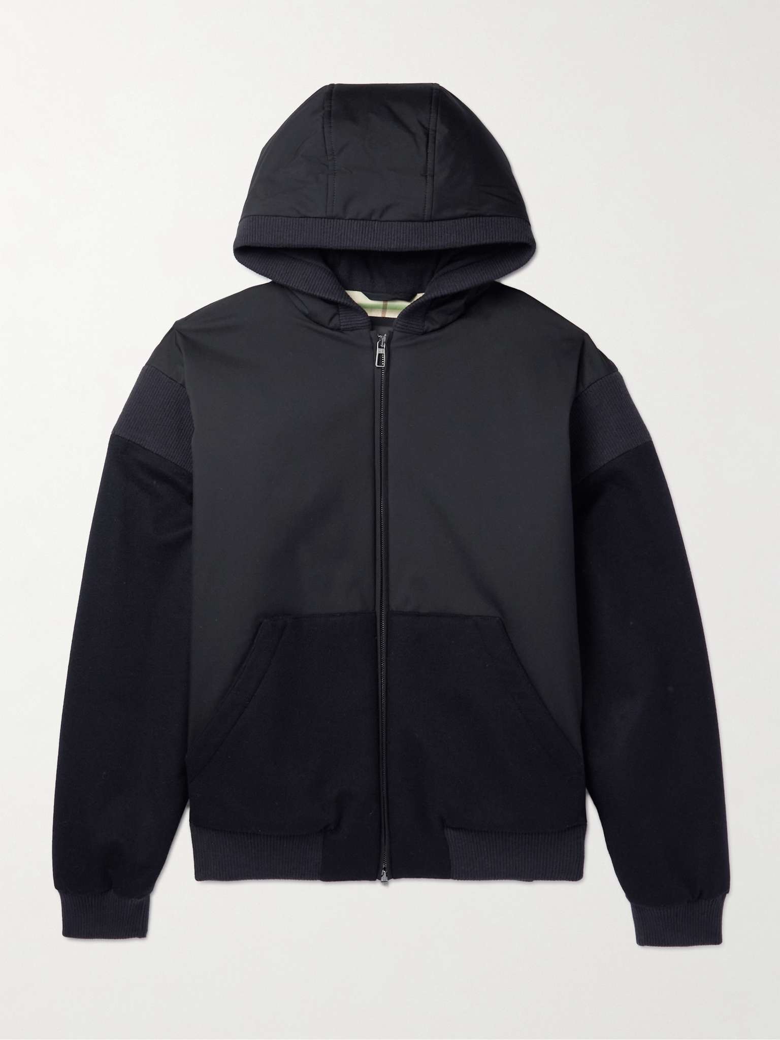 Wallace Panelled Storm System® Nylon and Cashmere Hooded Bomber Jacket - 1