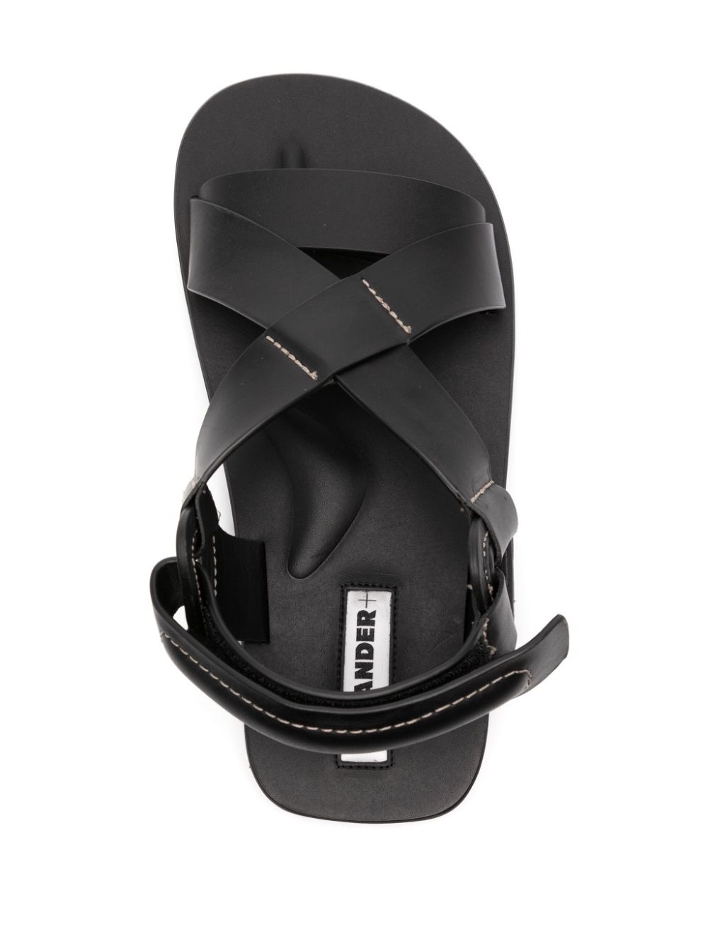 crossover-strap flat leather sandals - 4