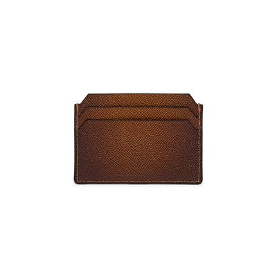 Santoni Brown saffiano leather credit card holder outlook