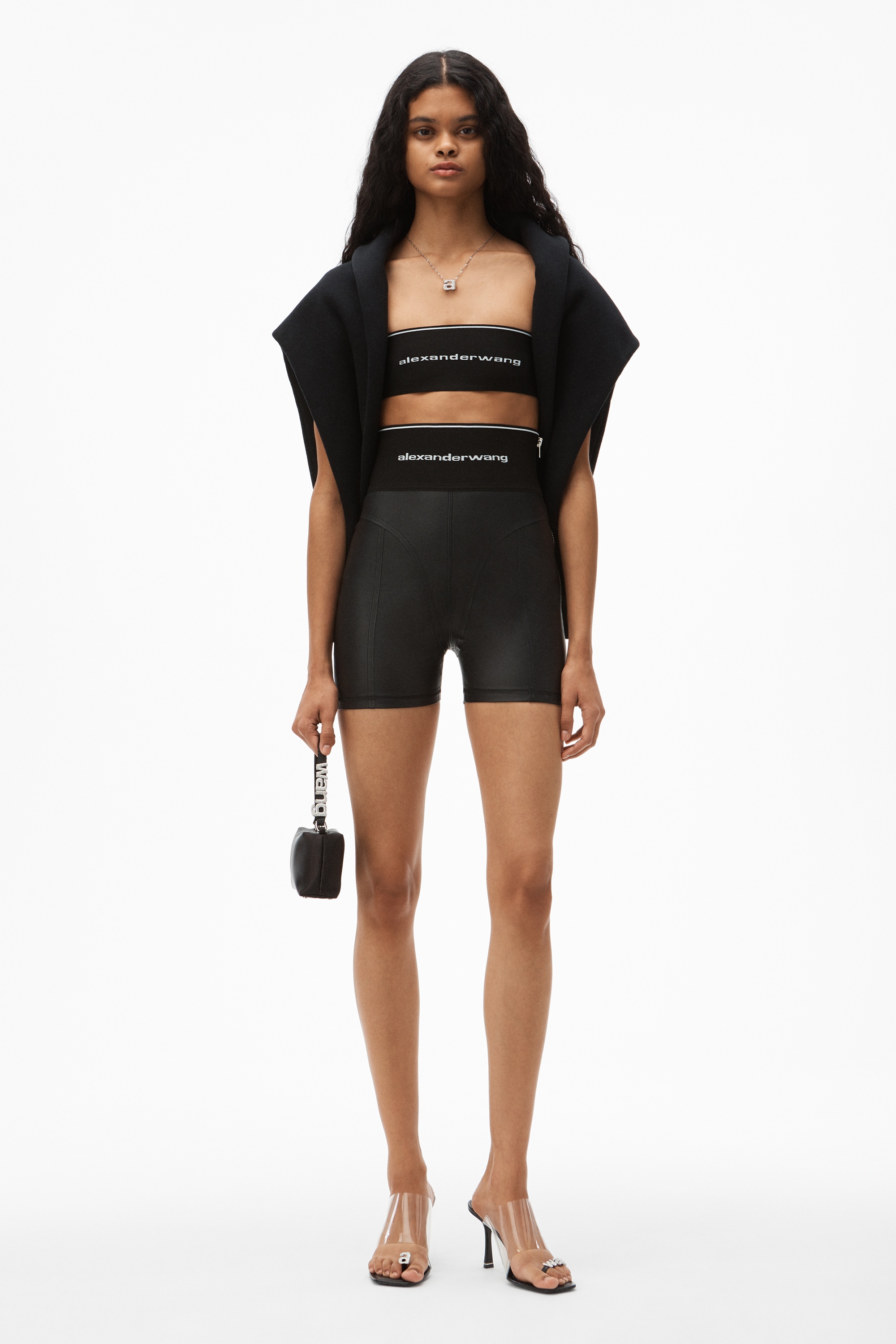 LOGO ELASTIC BIKE SHORT IN LEATHER - 2