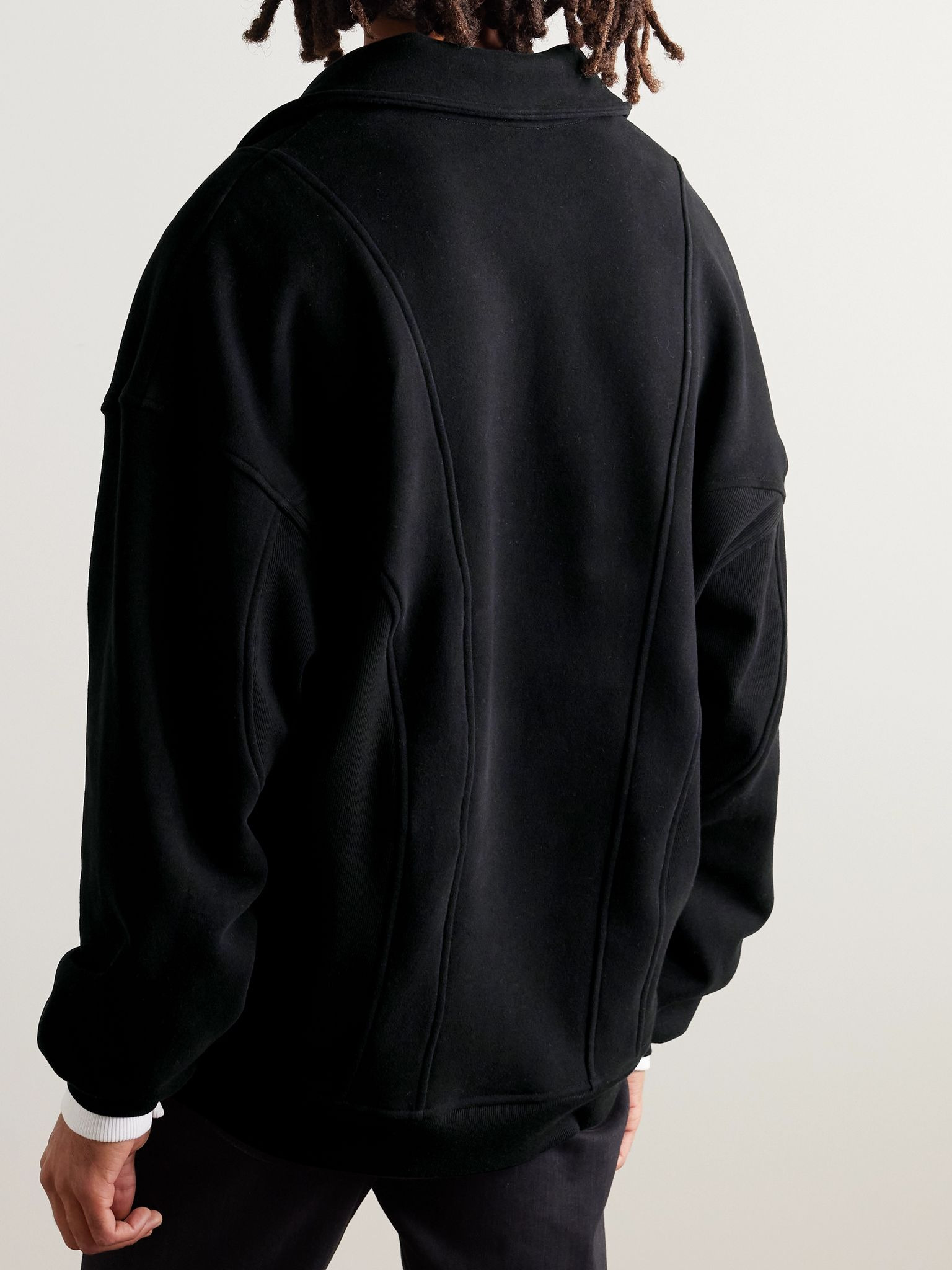 Logo-Embroidered Cotton-Jersey Half-Zip Sweatshirt Black - 3