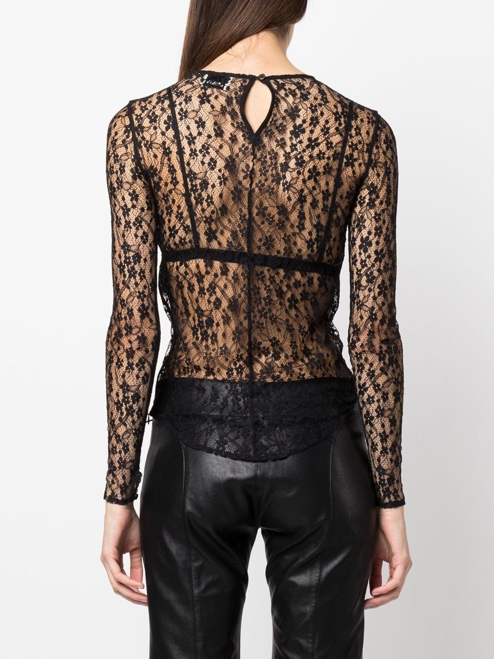 long-sleeved lace top - 4