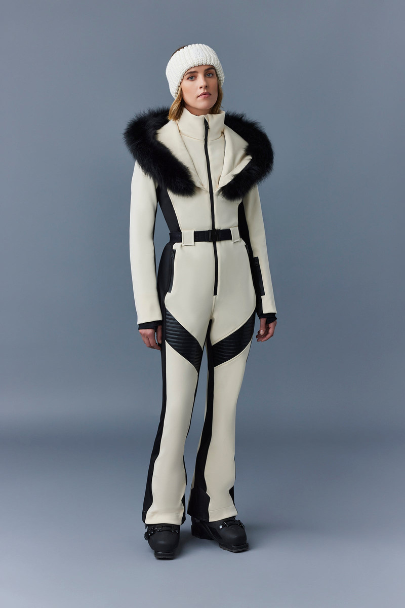 MACKAGE ELLE-Z Techno fleece ski suit with removable hood and fur trim outlook