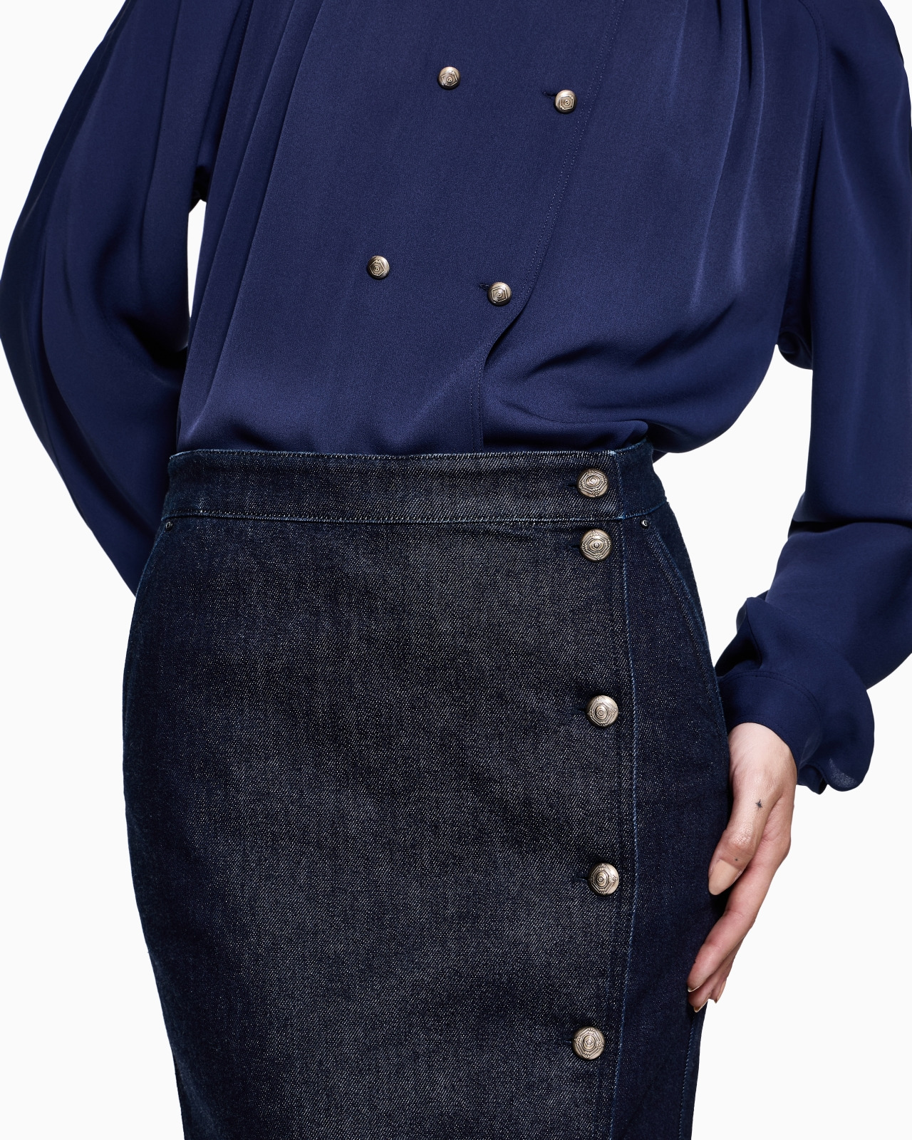DENIM COLLECTION MIDI SKIRT IN STRETCH DENIM - 5