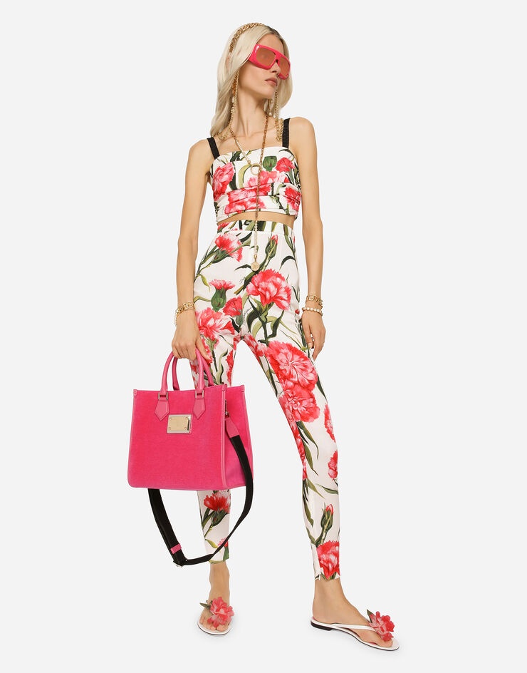 Carnation-print charmeuse leggings - 5