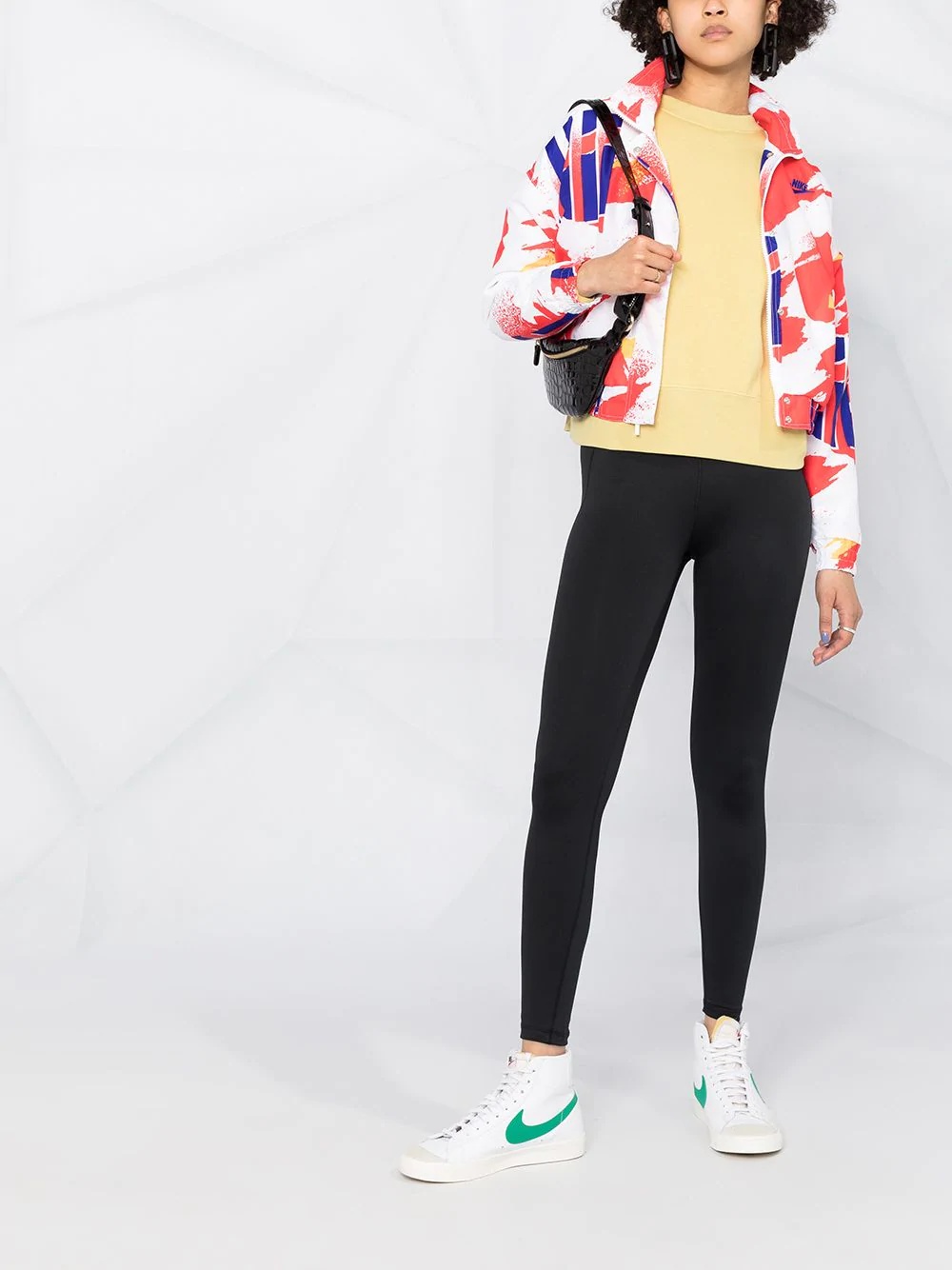 abstract print crop jacket - 2