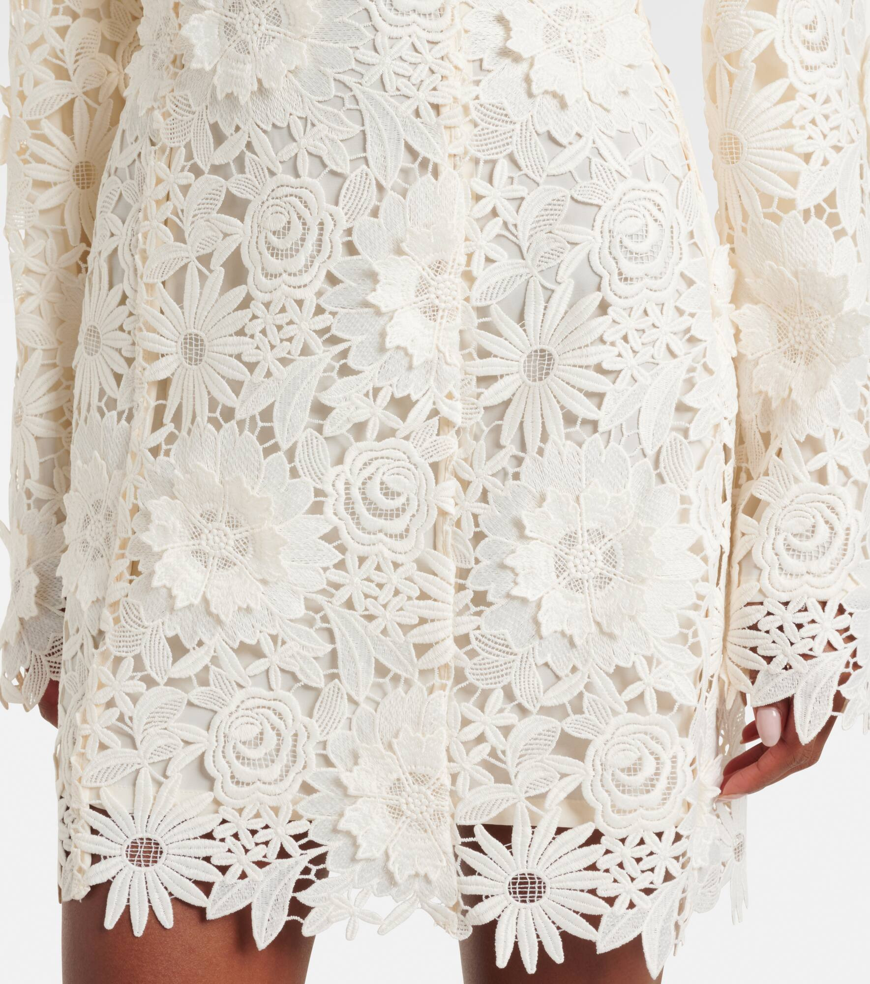 Bridal floral-appliqué minidress - 5