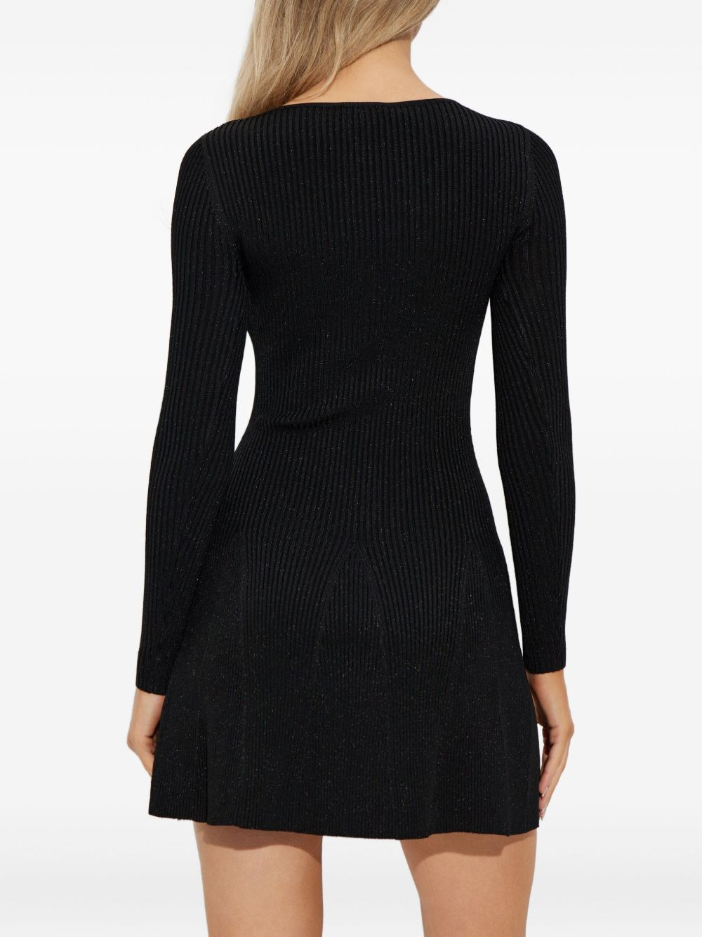 buckle-detail ribbed-knit mini dress - 4
