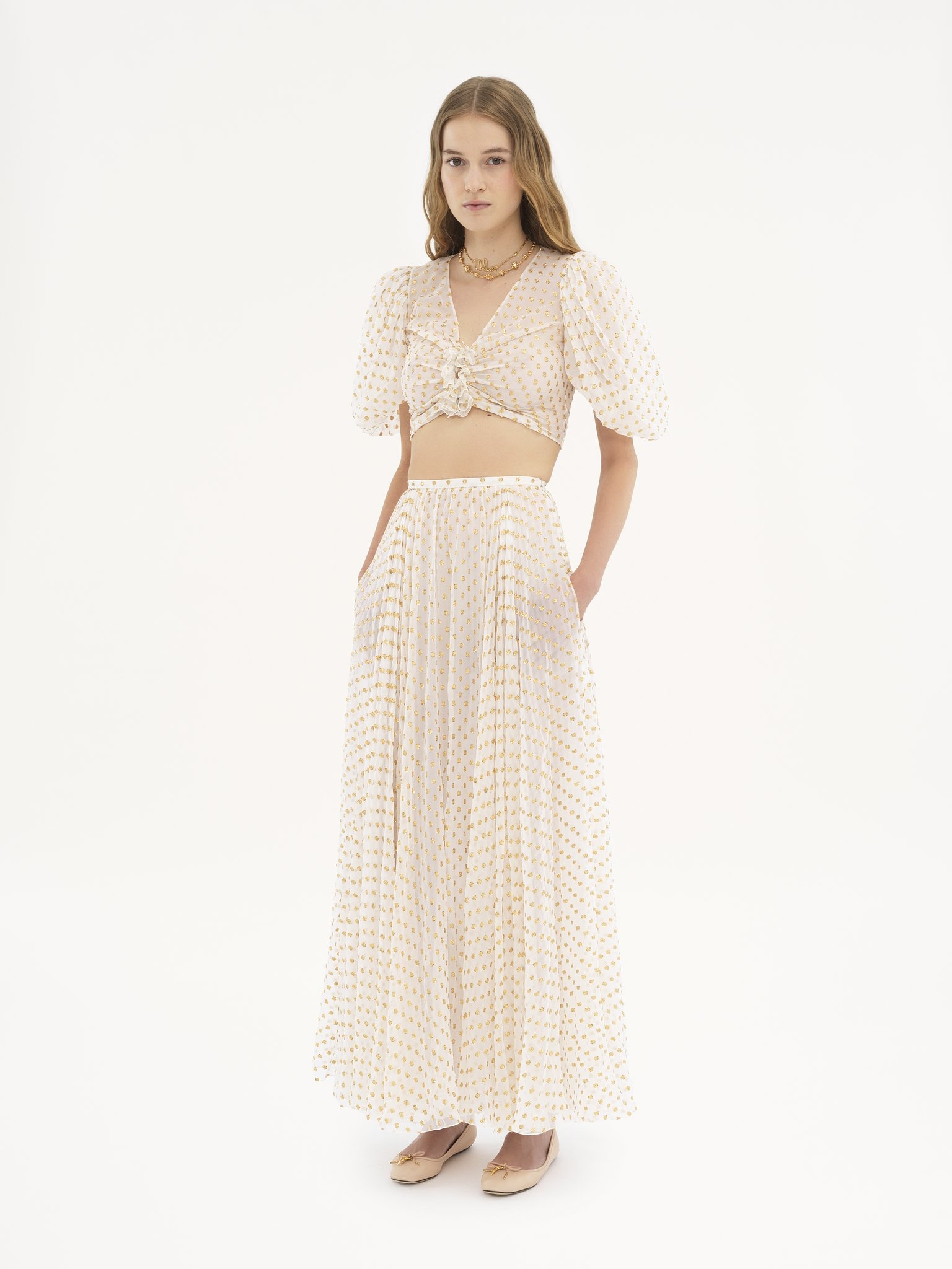 FLUID CROPPED TOP IN SILK JACQUARD & LUREX - 3