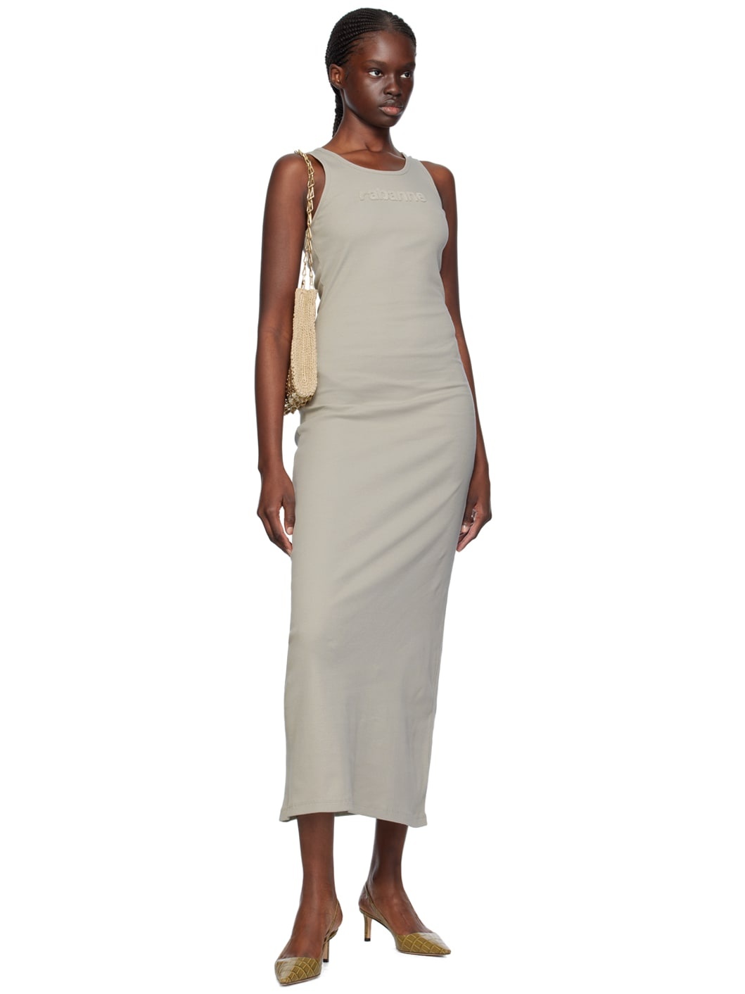 Gray Flocked Maxi Dress - 4