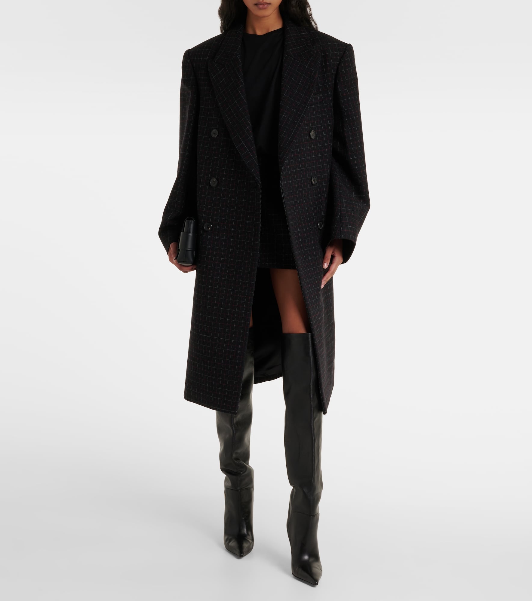 Oversized checked virgin wool coat - 2