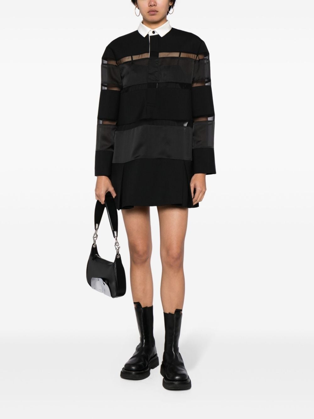 contrasting-collar panelled minidress - 2