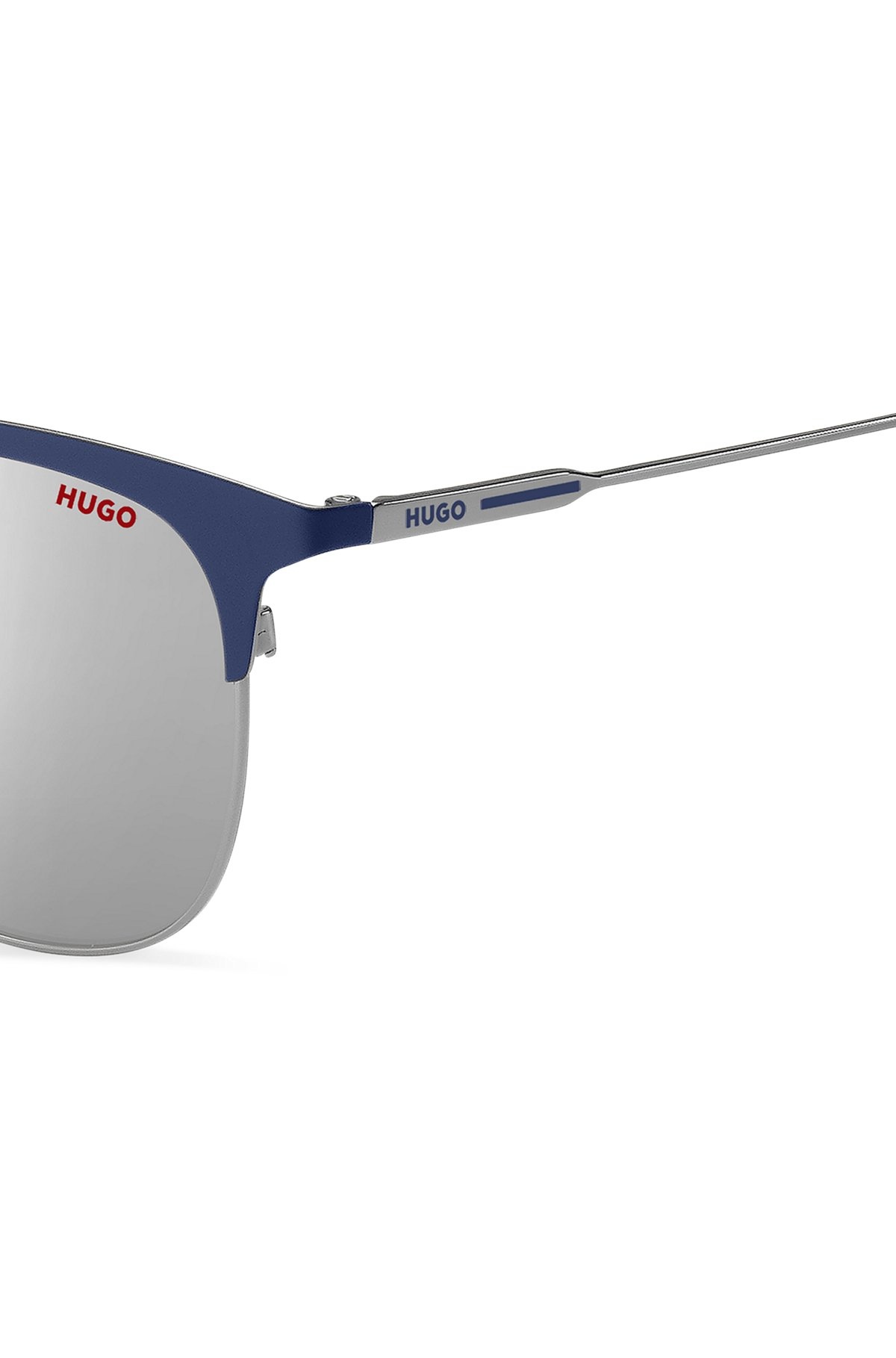 SILVER-TONE SUNGLASSES WITH BLUE DETAILS - 2