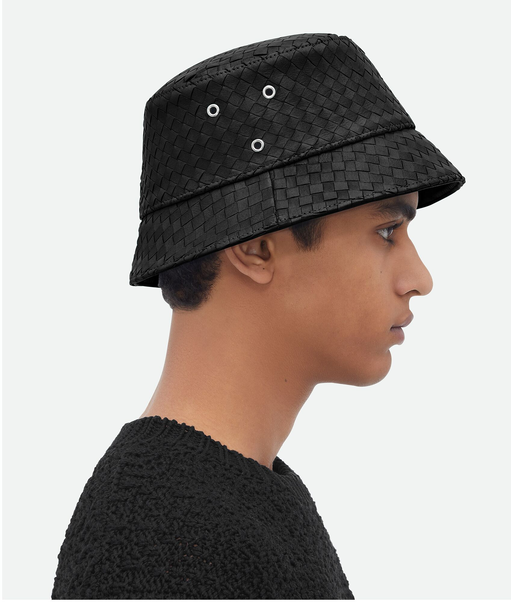 intrecciato leather bucket hat - 4