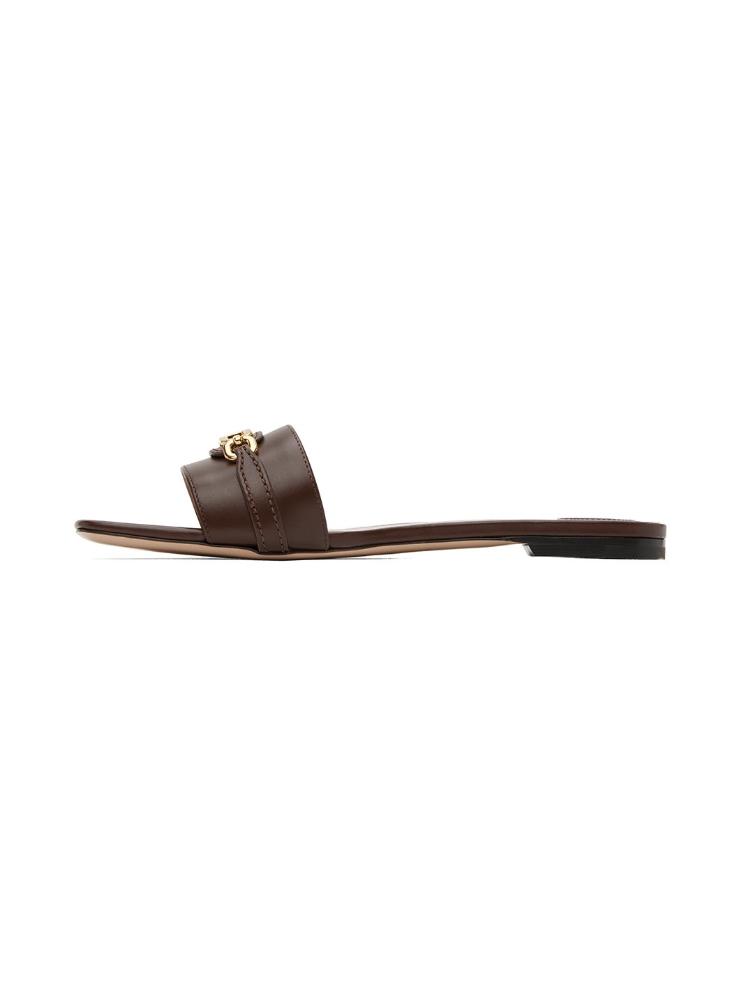 Brown Leather Whitney Slides - 3