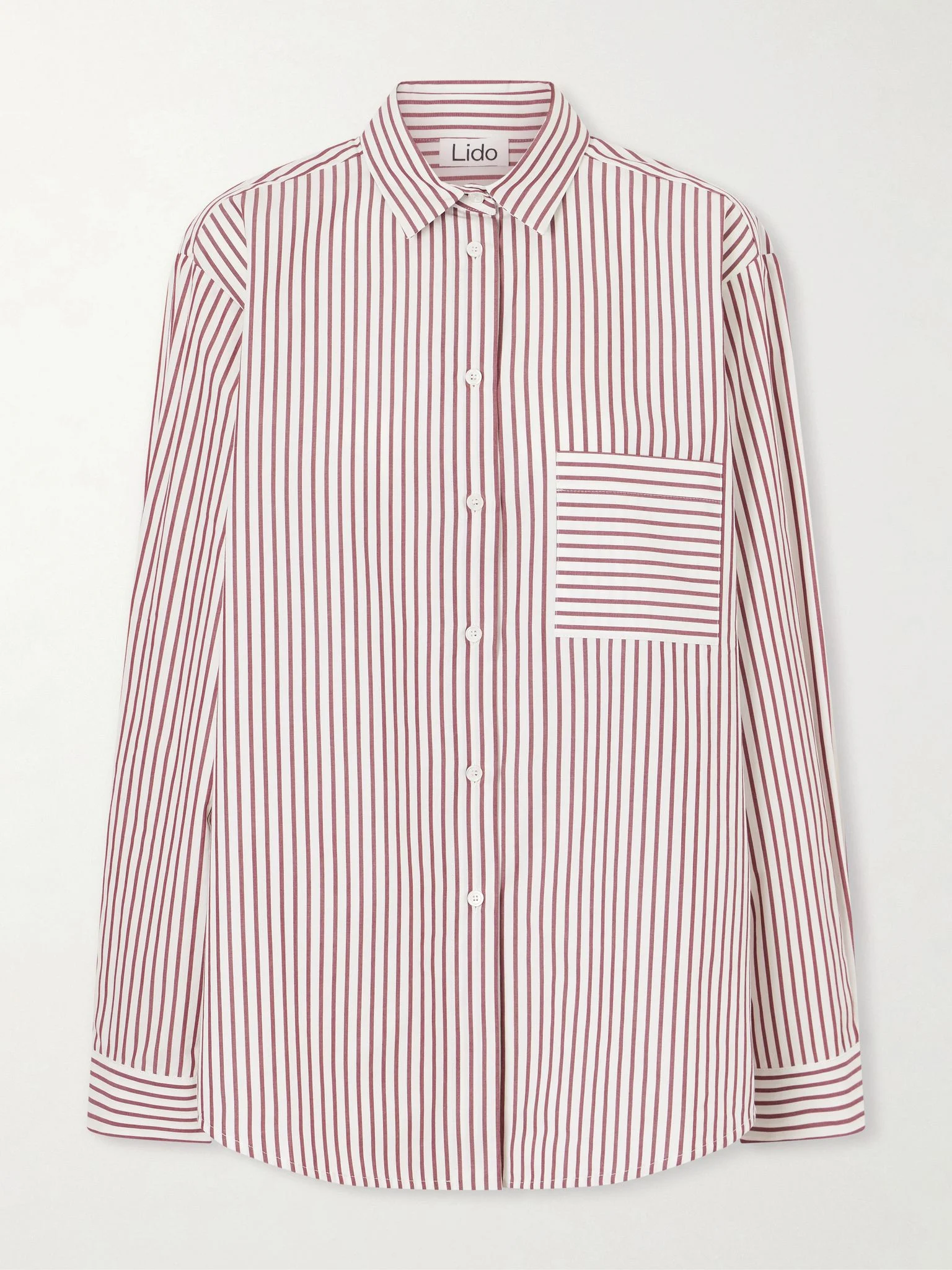Striped cotton-poplin shirt Red - 1
