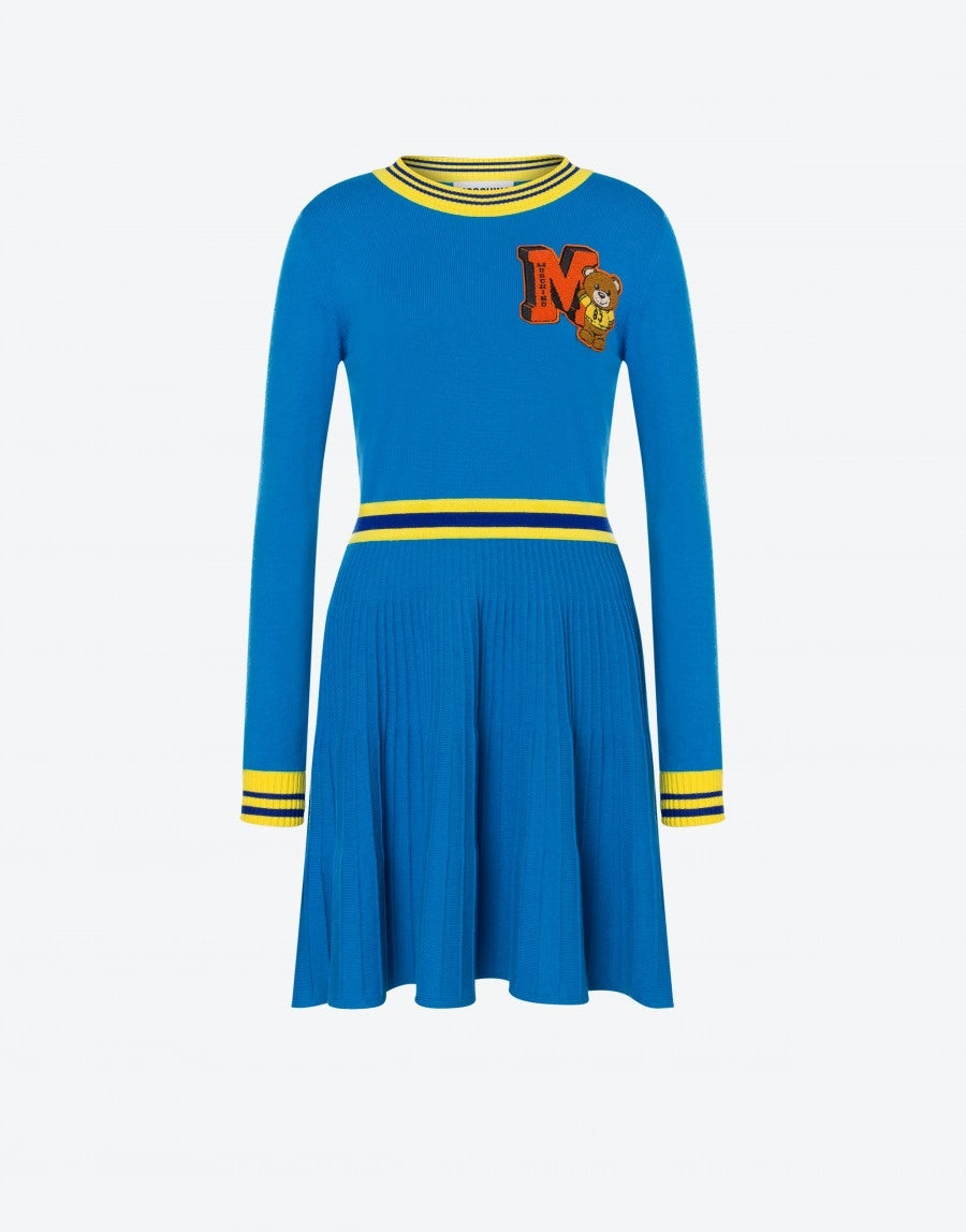 VARSITY TEDDY BEAR KNIT DRESS - 1