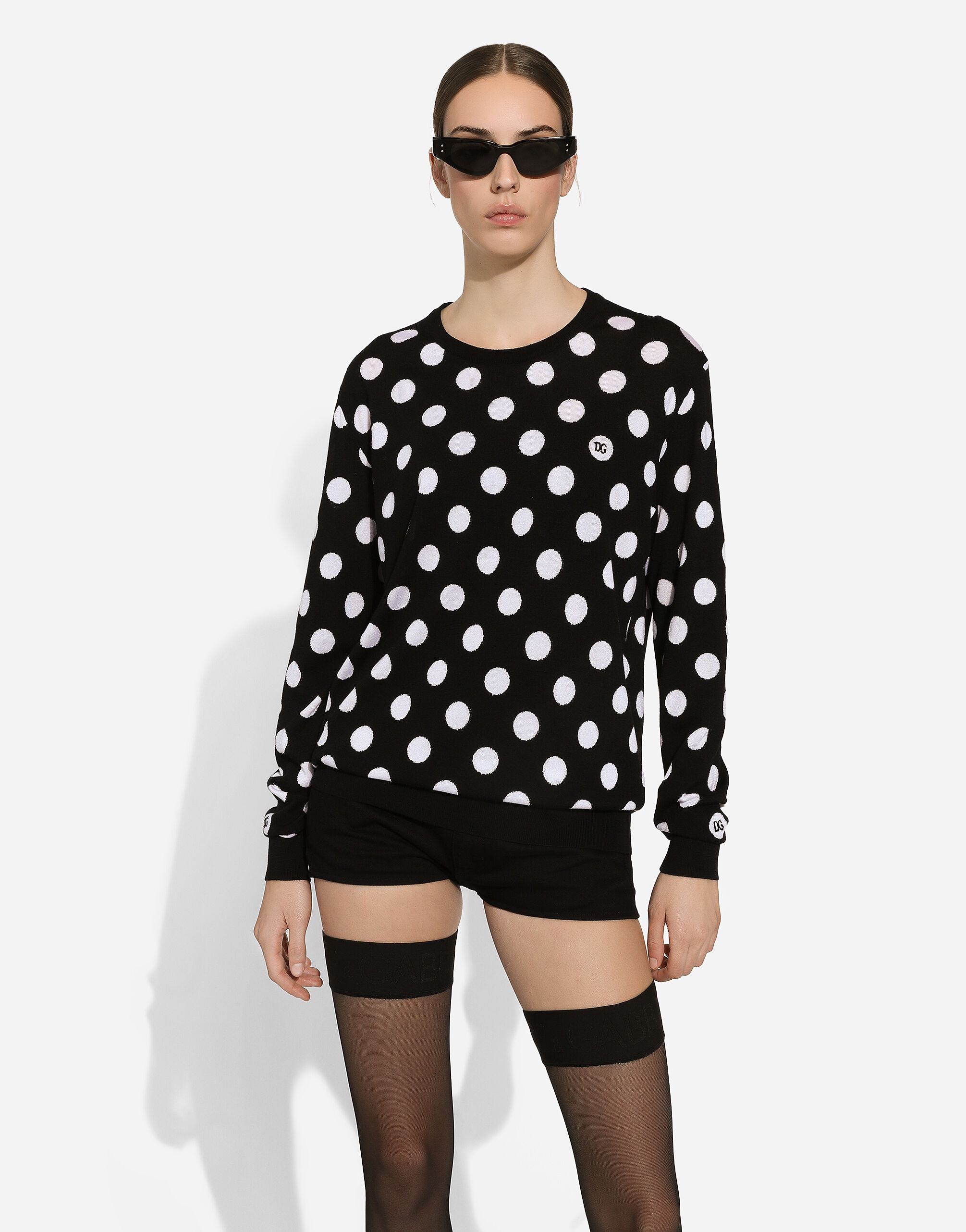 Wool and silk sweater with polka-dot inlay - 4