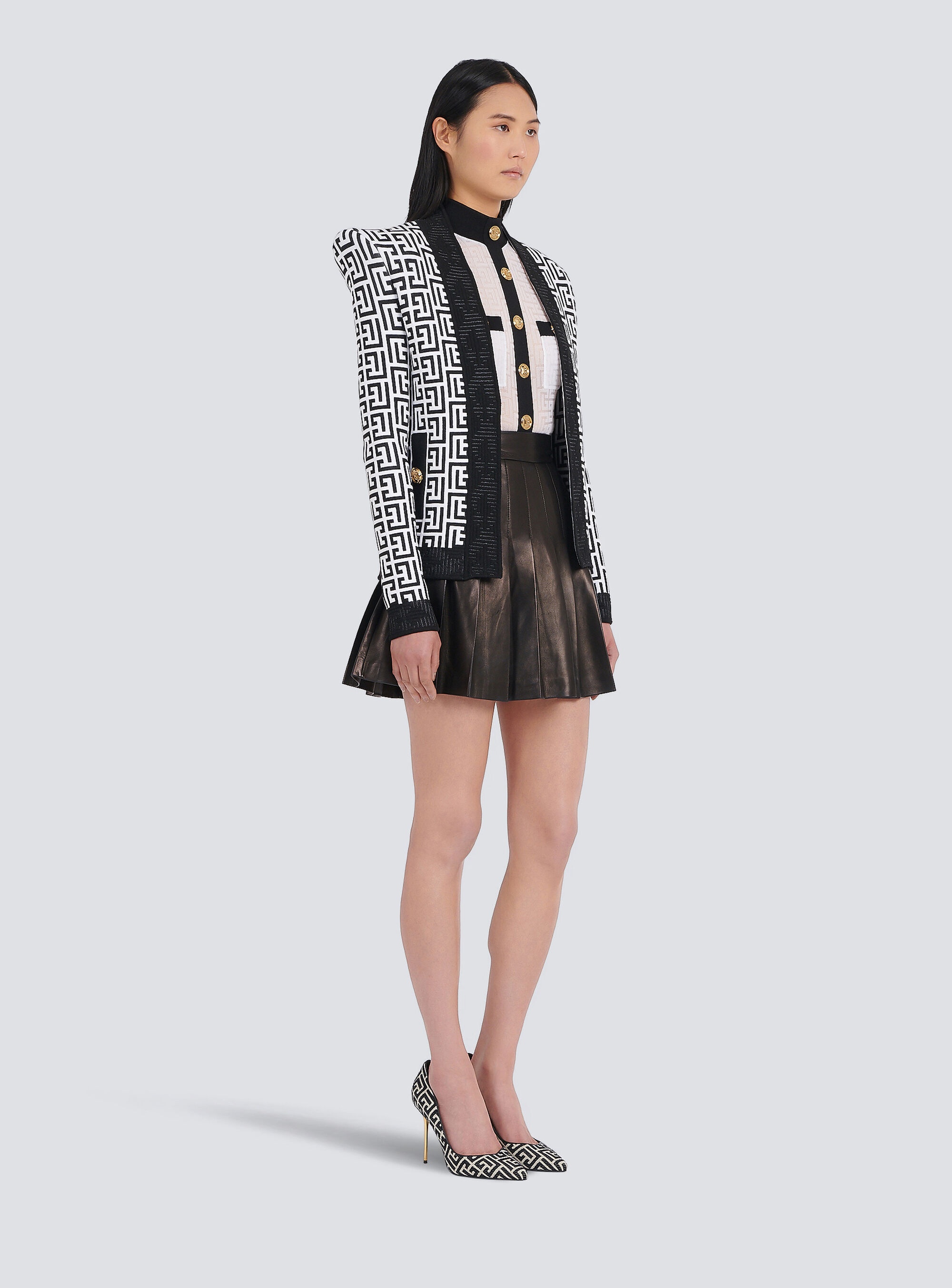 Knit jacket with Balmain monogram - 5