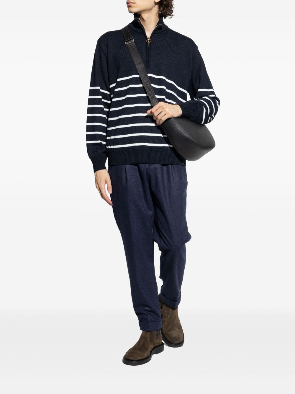 half-zip striped wool sweater - 2