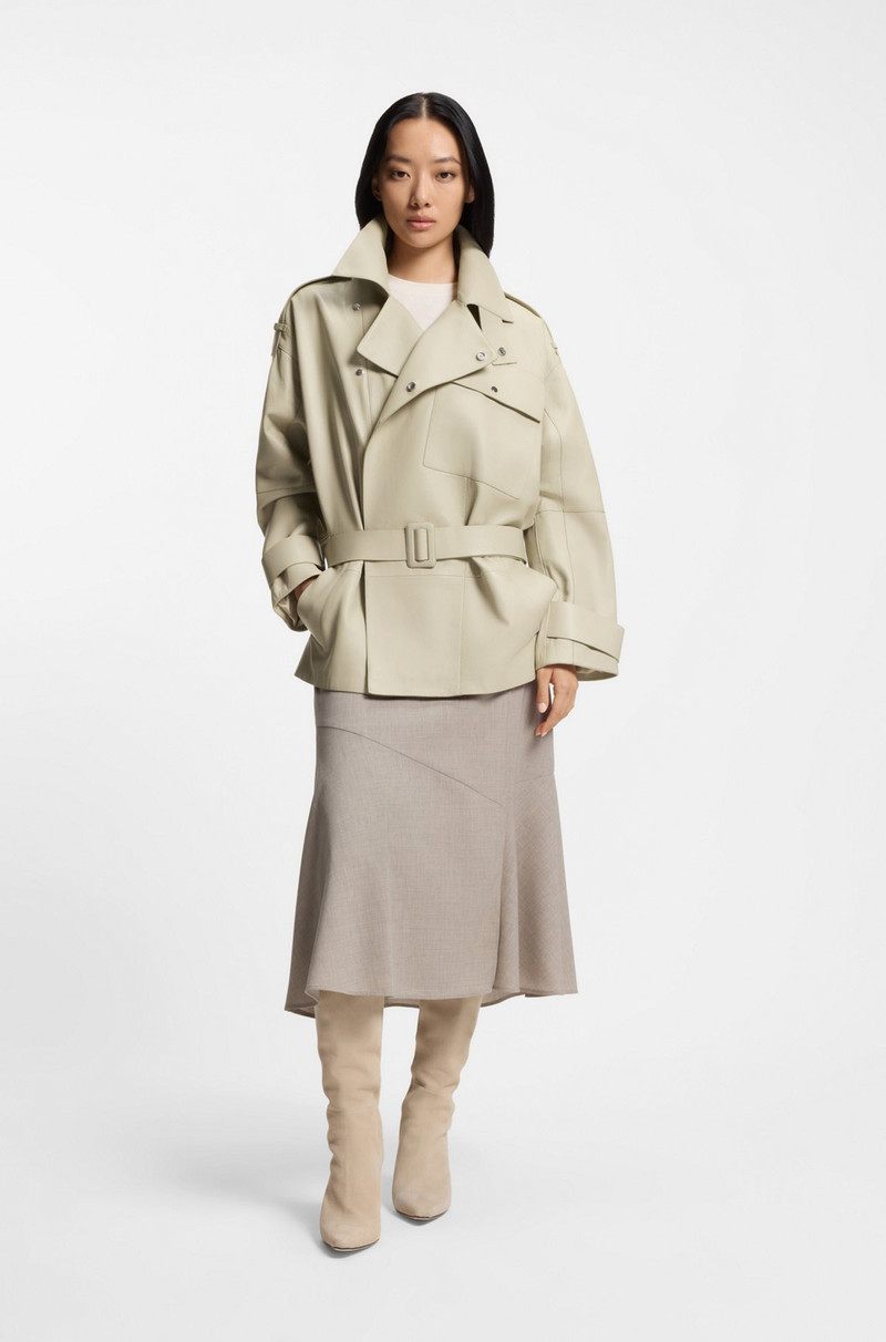 BOSS SHORT TRENCH COAT IN LEATHER outlook