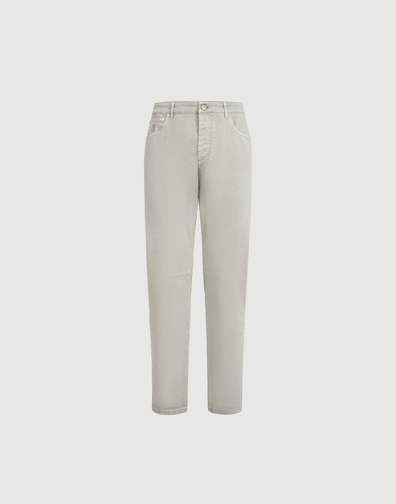 Garment-dyed comfort denim leisure fit five-pocket trousers 1