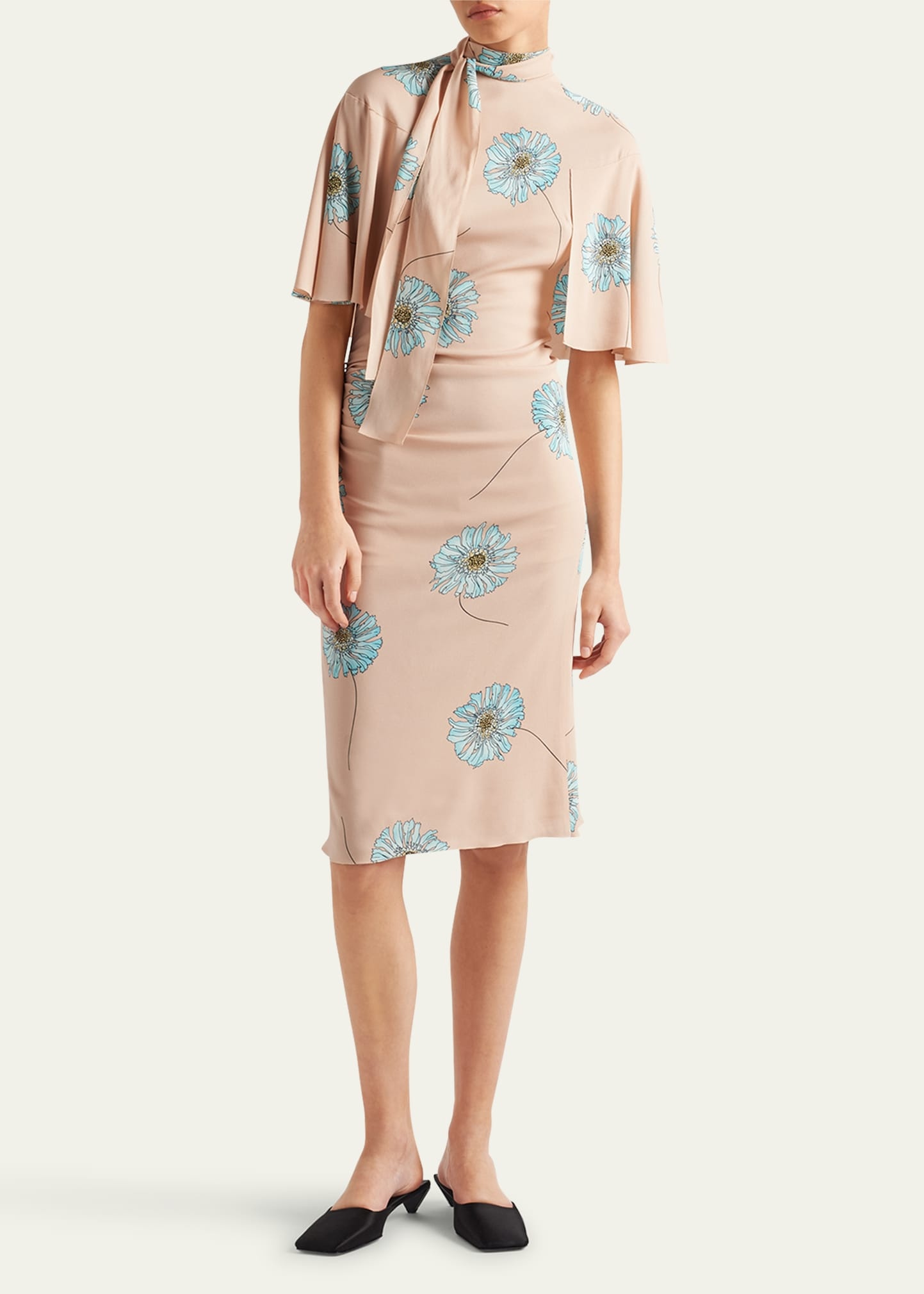 Sable Gerbera Tie-Neck Midi Dress - 2