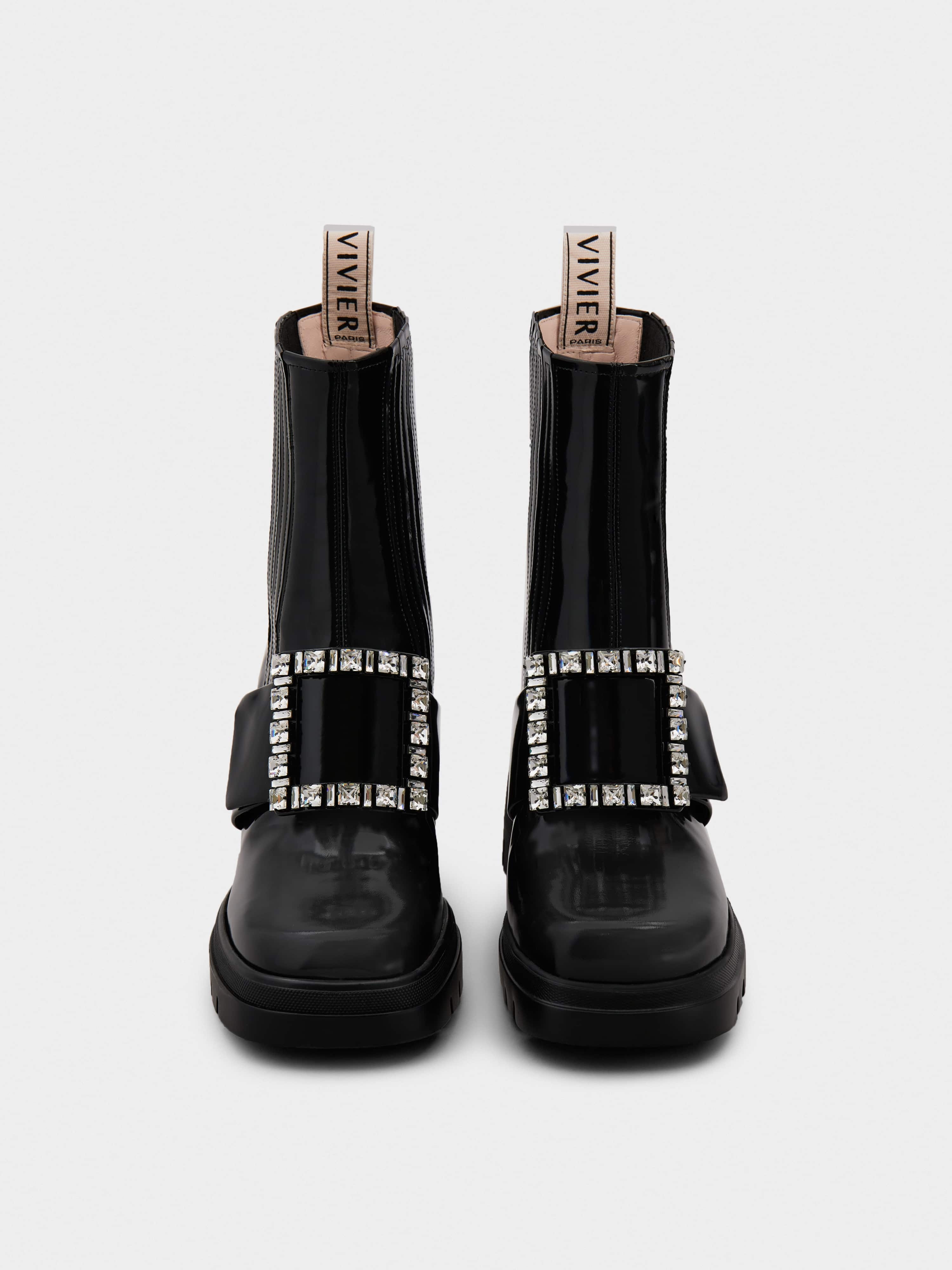Viv' Rangers Strass Buckle Booties in Patent Leather - 7