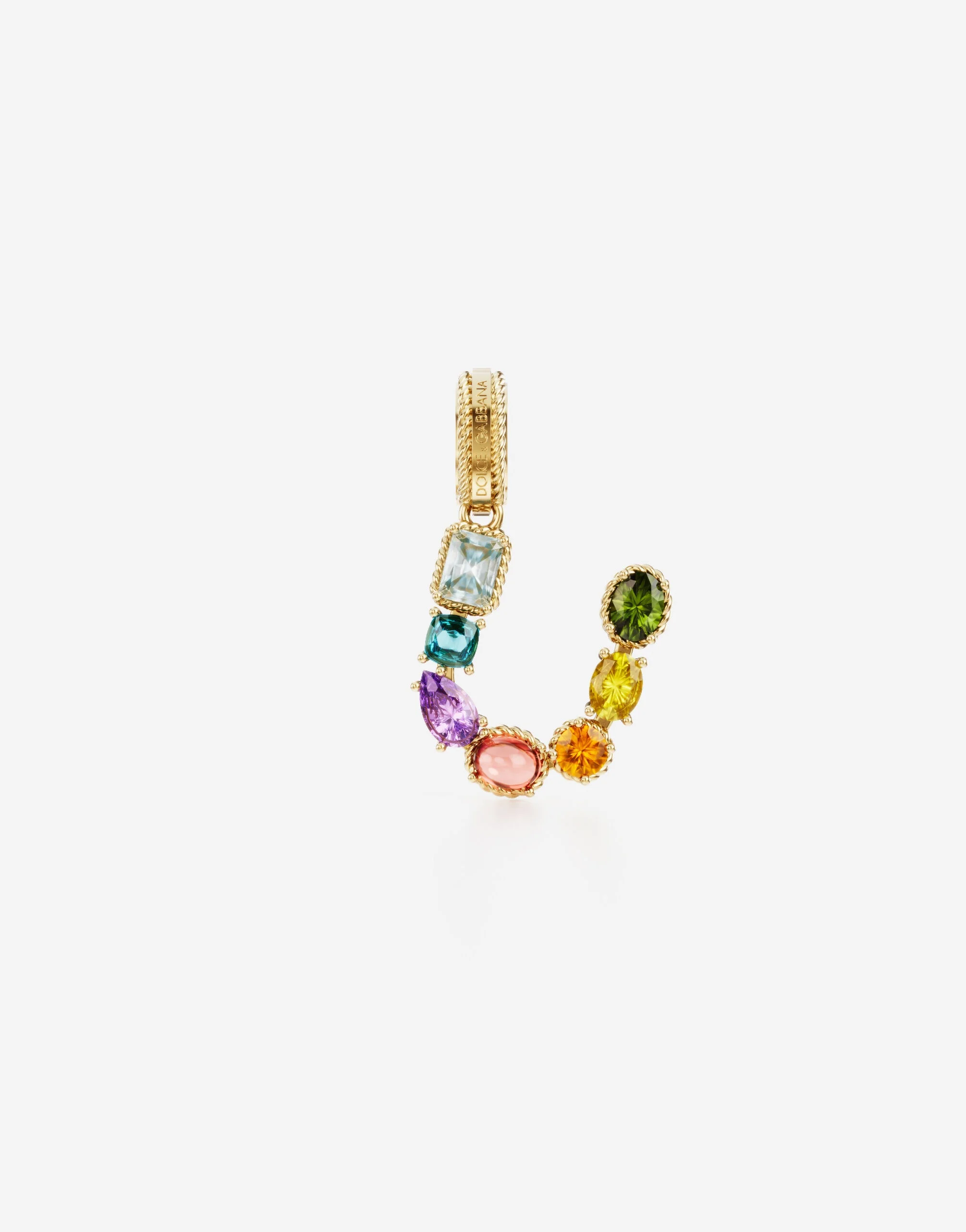 Charm U Lettering 18-carat yellow gold and multicolored gems - 1
