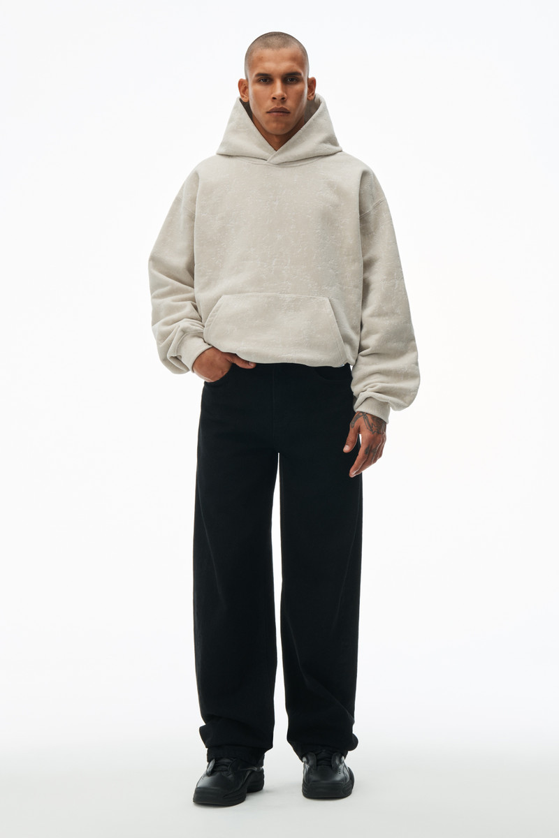 hooded sweatshirt in flocked terry with logo flag tag 6