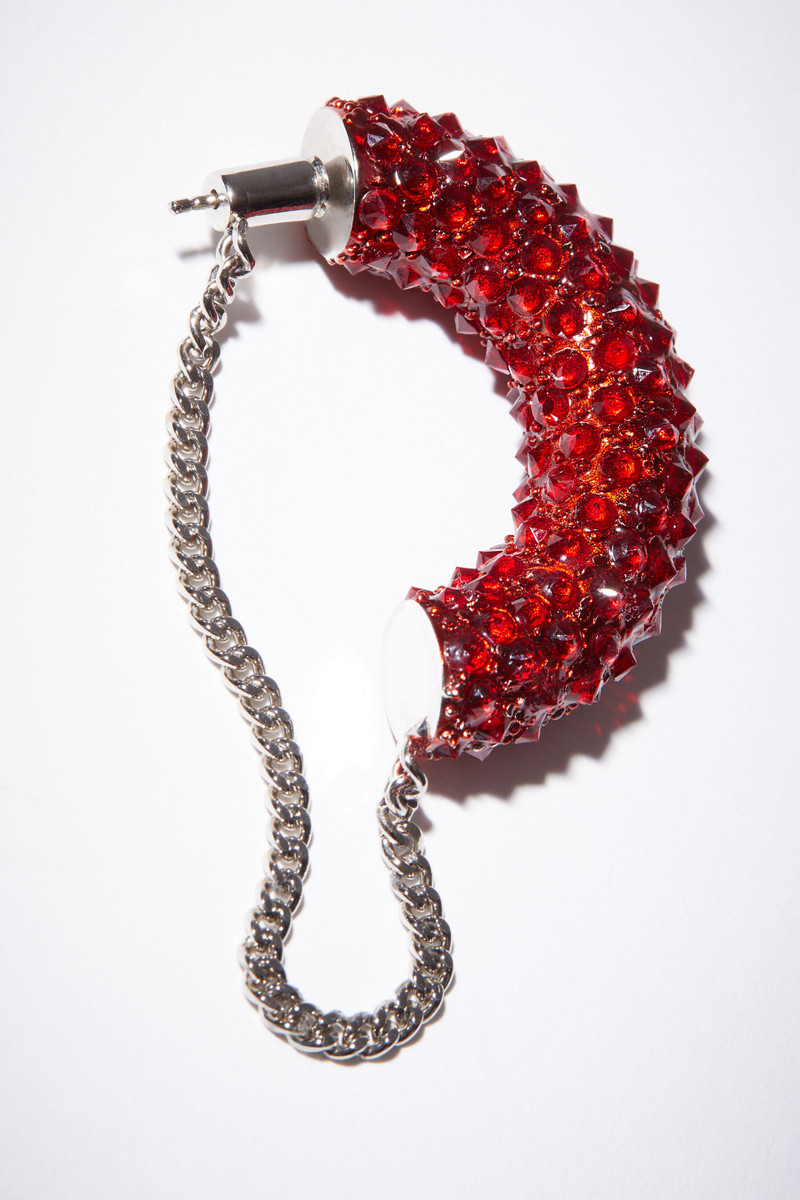 Cuff earring with strass - Red 4