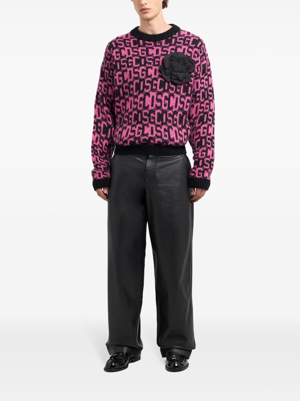 intarsia-knit logo jumper - 3