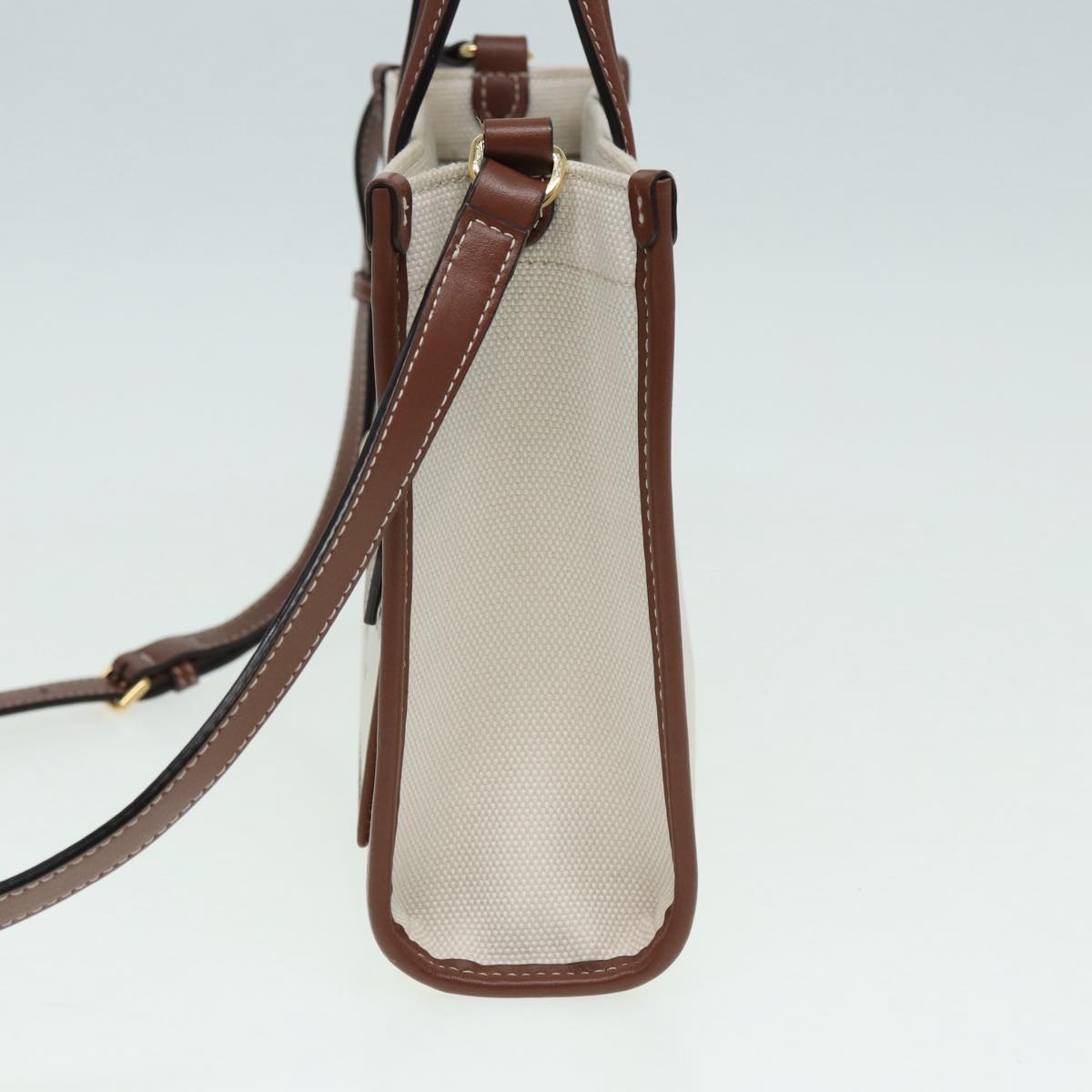Burberry Hand Bag Canvas Leather Beige - 3
