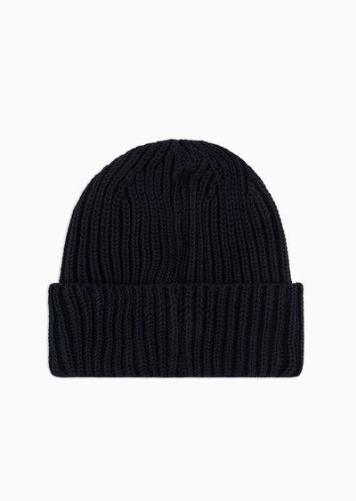 EMPORIO ARMANI Fisherman’s rib virgin wool-blend beanie outlook