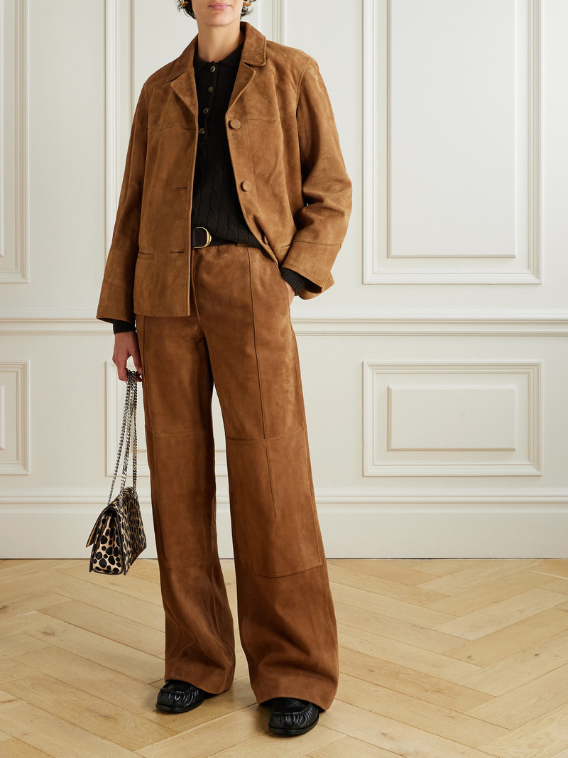 TORY BURCH Paneled Suede Wide-leg Pants outlook