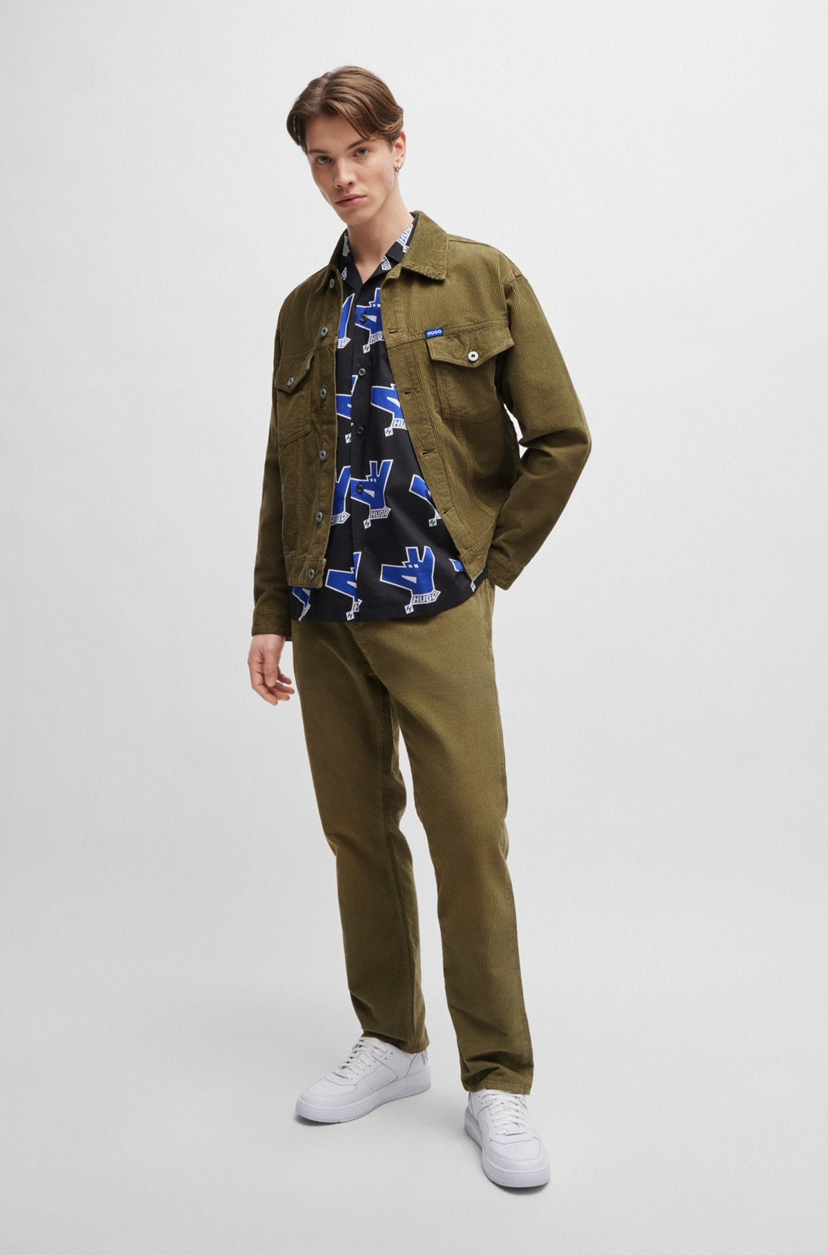 REGULAR-FIT JEANS IN COLORED COTTON CORDUROY - 3