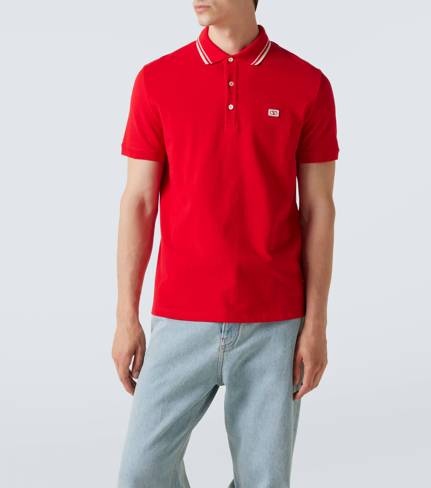 VLogo cotton piqué polo shirt - 3