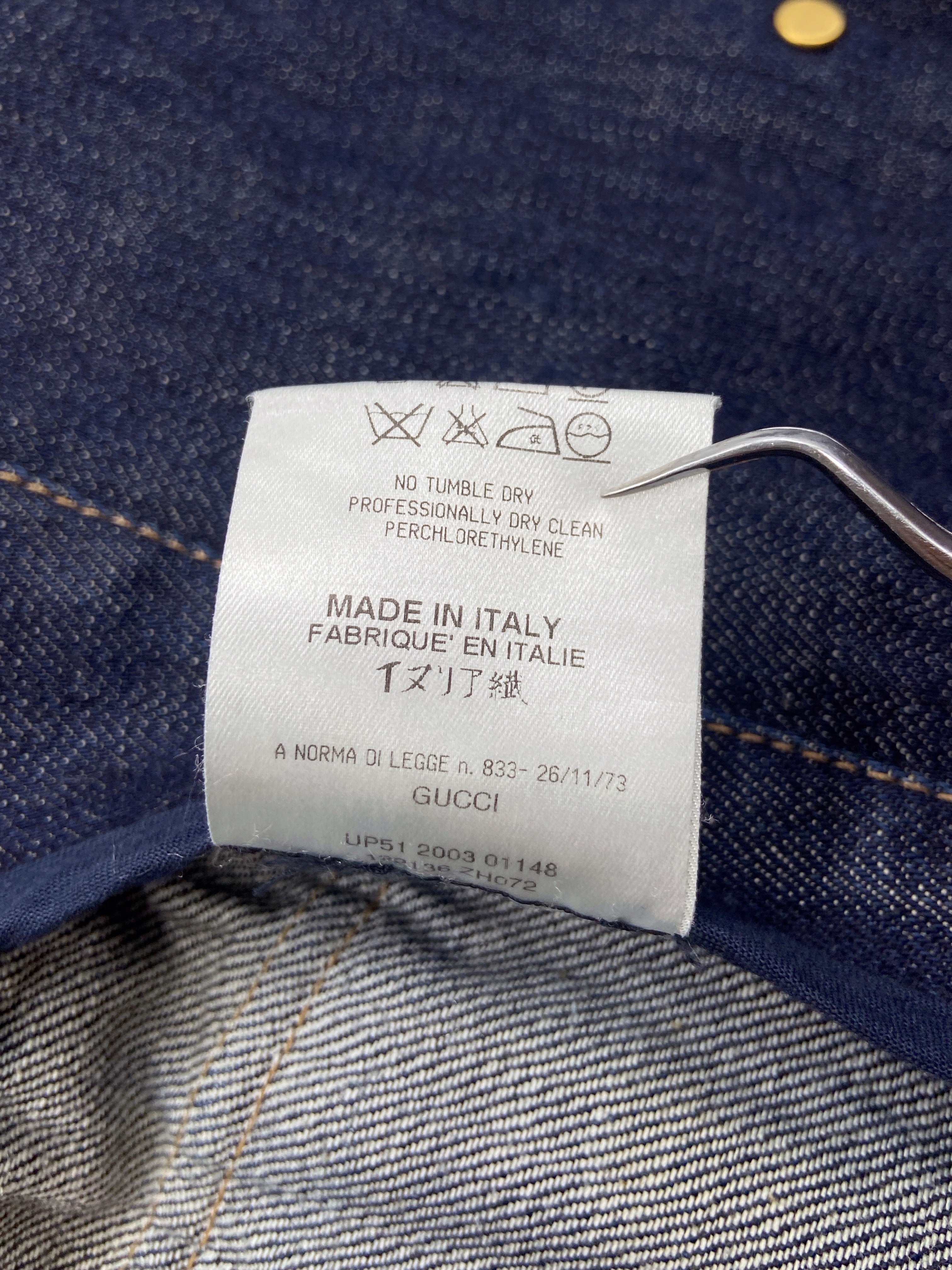 Gucci Fall 2003 Tom Ford Blue Denim Military Blazer Jacket 40 - 11